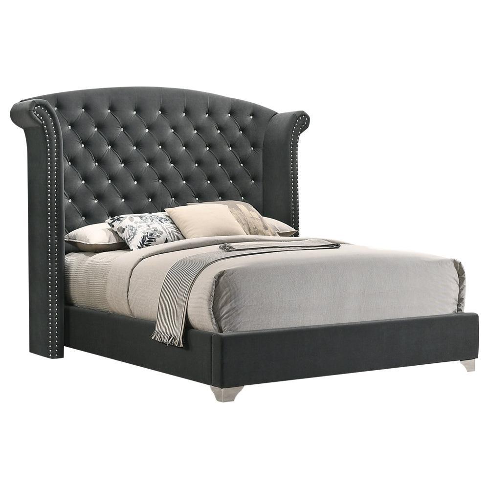 Melody Grey Wingback Upholstered Bedroom Set - Ella Furniture