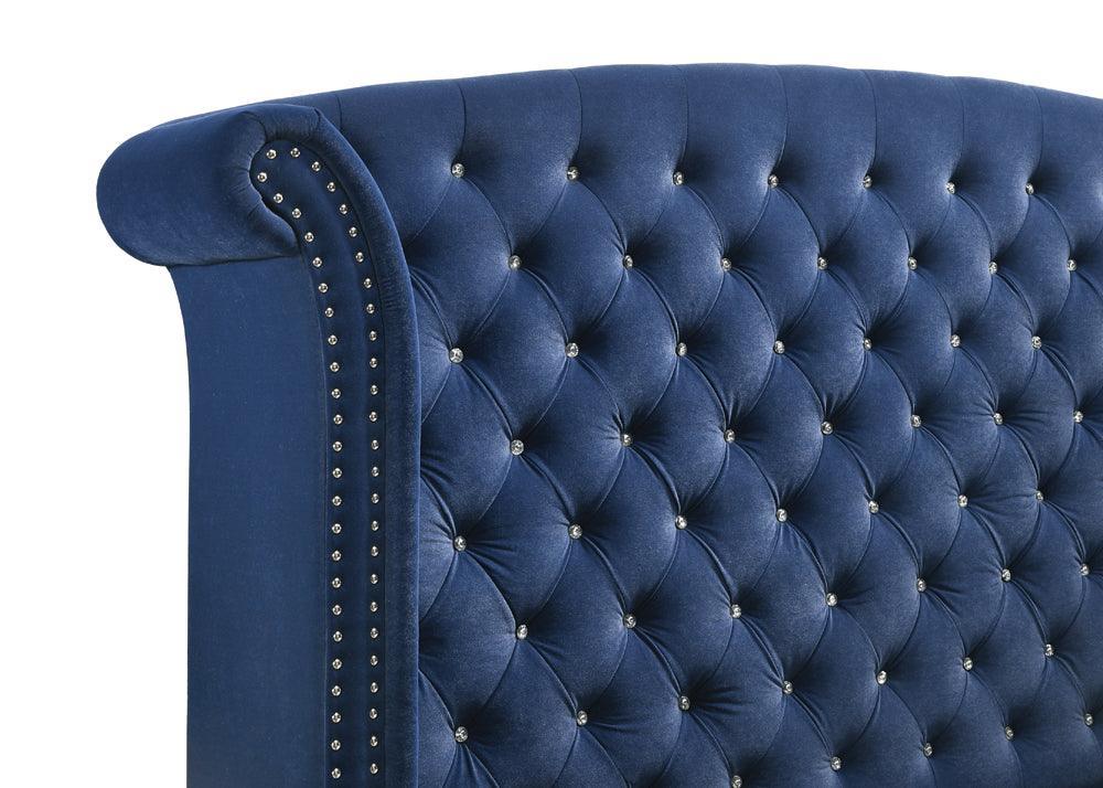 Melody Pacific Blue Wingback Upholstered Bedroom Set - Ella Furniture