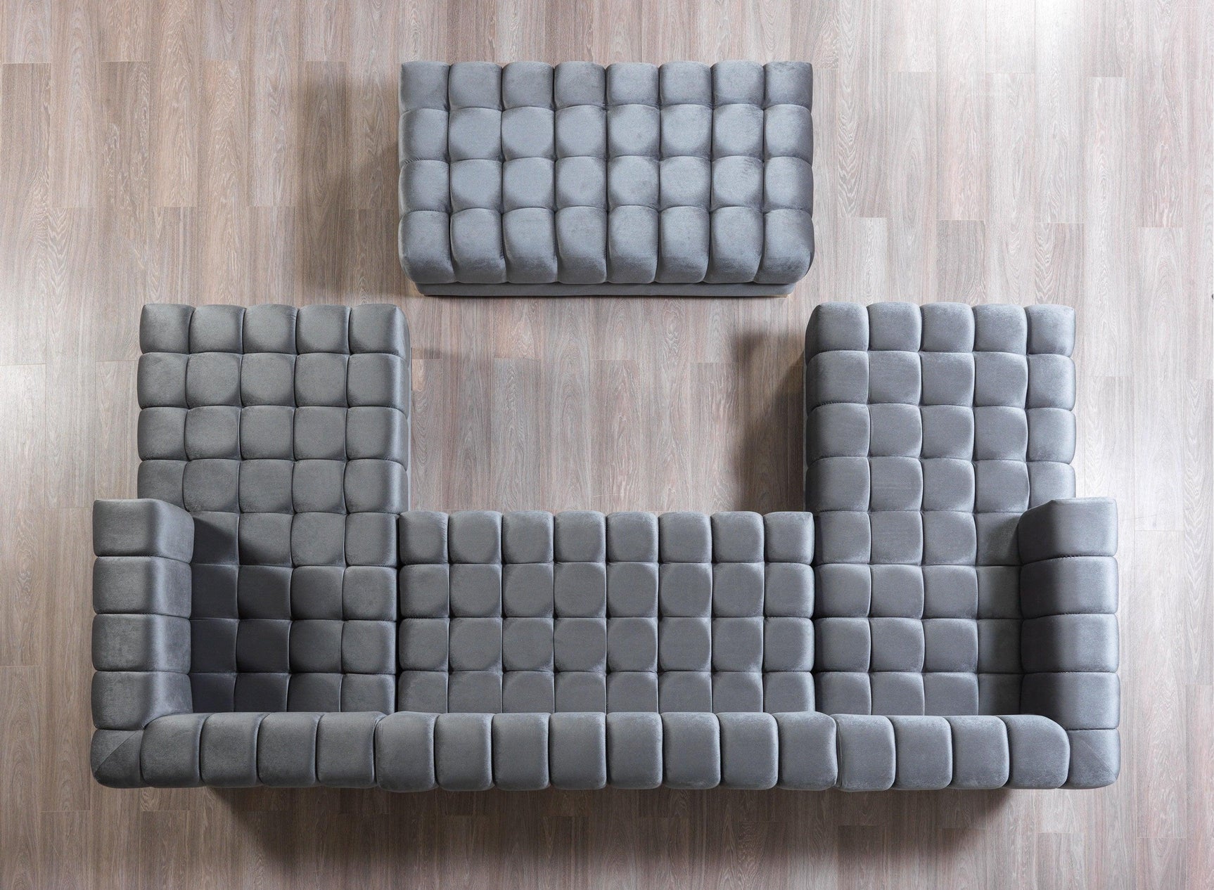 Mia Gray Velvet Double Chaise Sectional - Ella Furniture