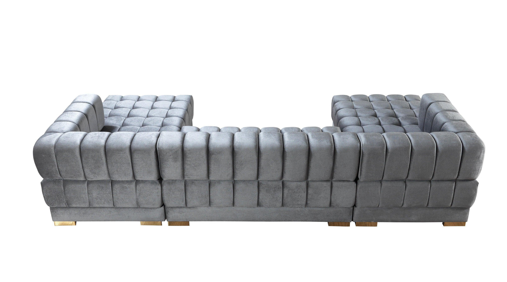 Mia Gray Velvet Double Chaise Sectional - Ella Furniture