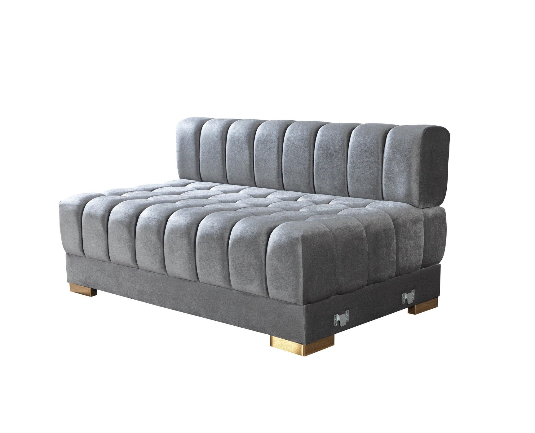 Mia Gray Velvet Double Chaise Sectional - Ella Furniture