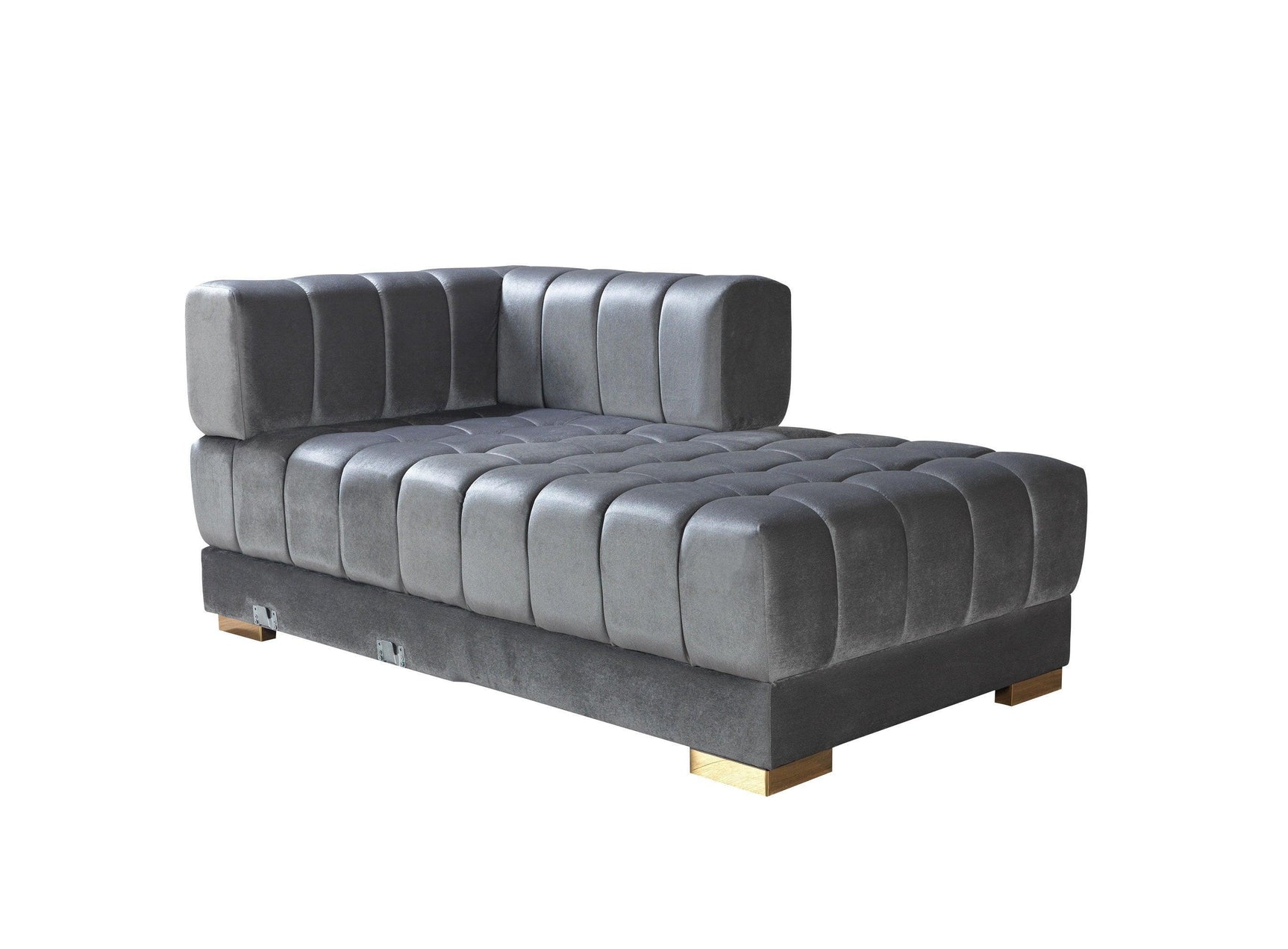Mia Gray Velvet Double Chaise Sectional - Ella Furniture