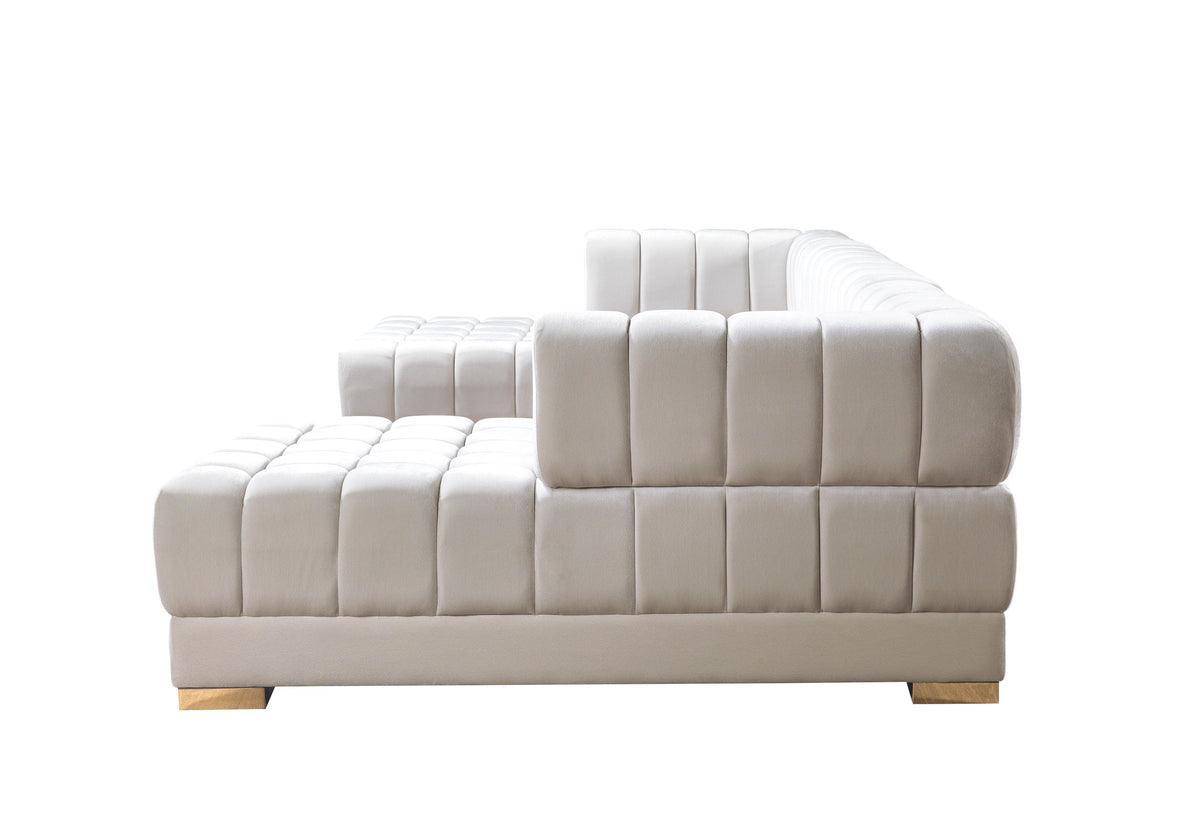 Mia Ivory Velvet Double Chaise Sectional - Ella Furniture