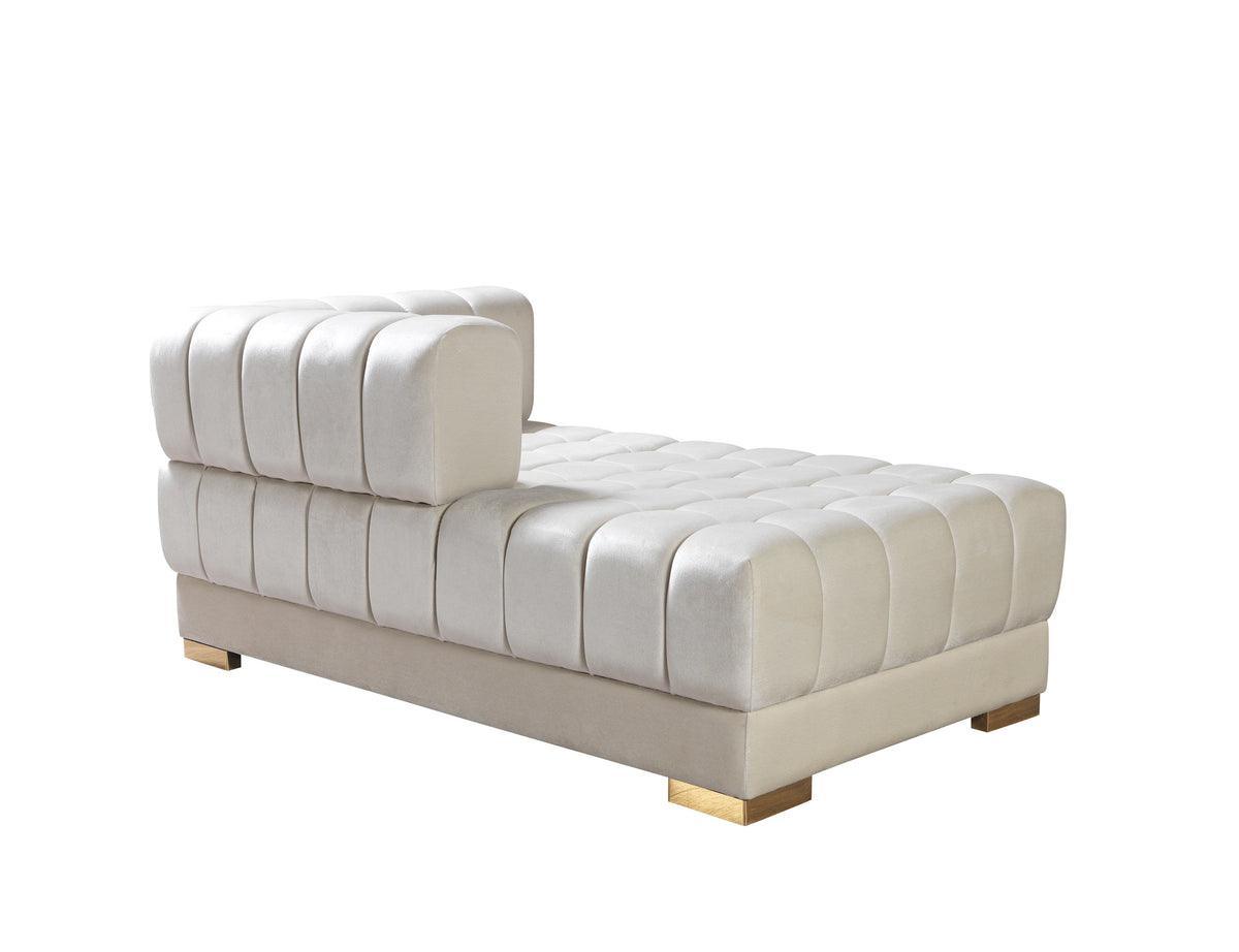 Mia Ivory Velvet Double Chaise Sectional - Ella Furniture