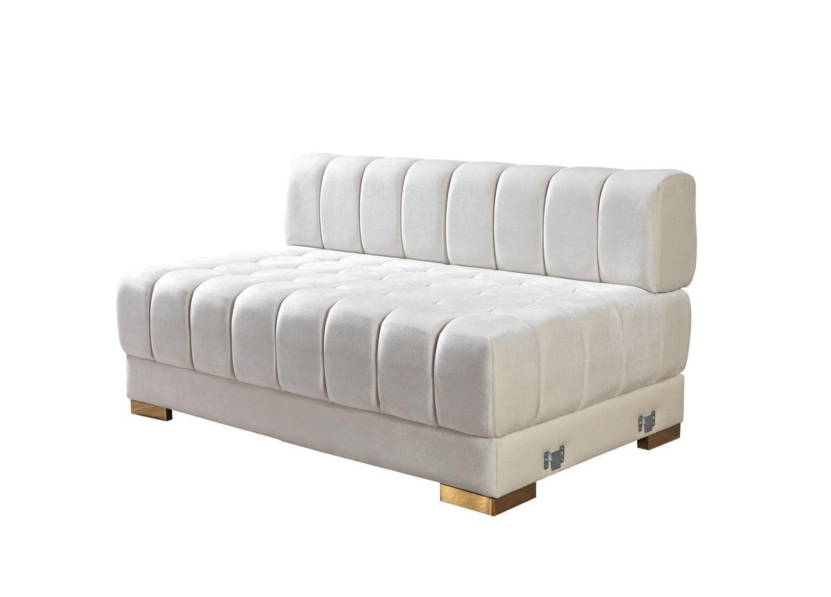 Mia Ivory Velvet Double Chaise Sectional - Ella Furniture