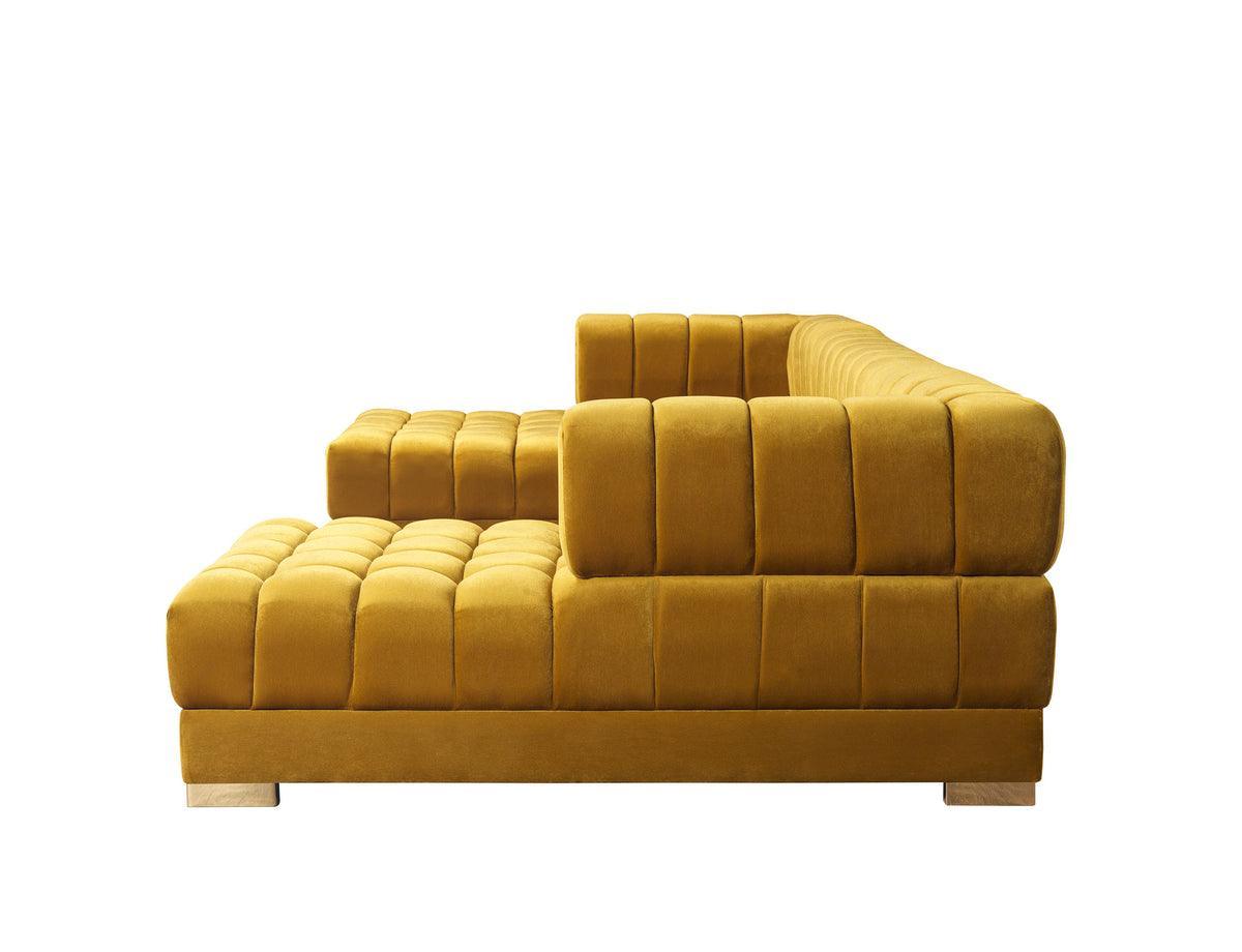 Mia Mustard Velvet Double Chaise Sectional - Ella Furniture
