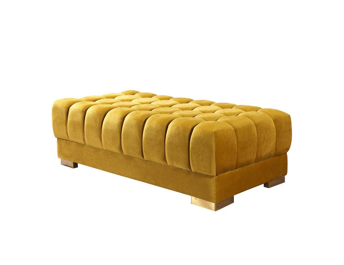 Mia Mustard Velvet Double Chaise Sectional - Ella Furniture