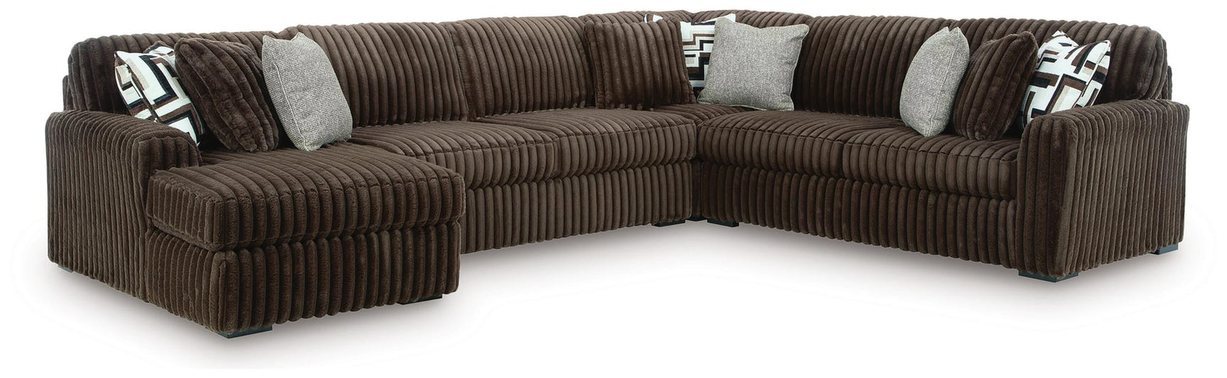 Midnight-Madness Chocolate Velvet 4-Piece Sectional with Chaise view 2