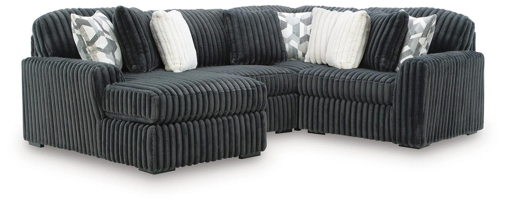 Midnight-Madness Gunmetal 4-Piece Sectional with Chaise from Ella Furniture