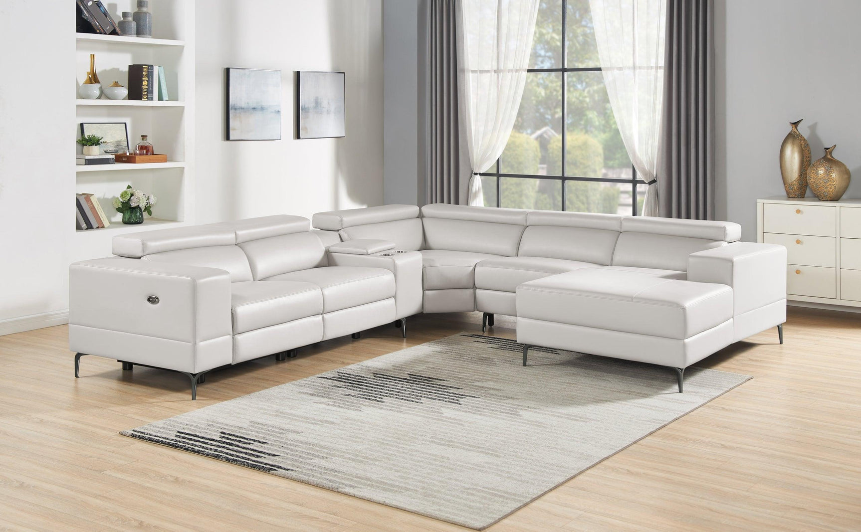Milano Pearl - 6Pc Power Reclining Sectional - Ella Furniture