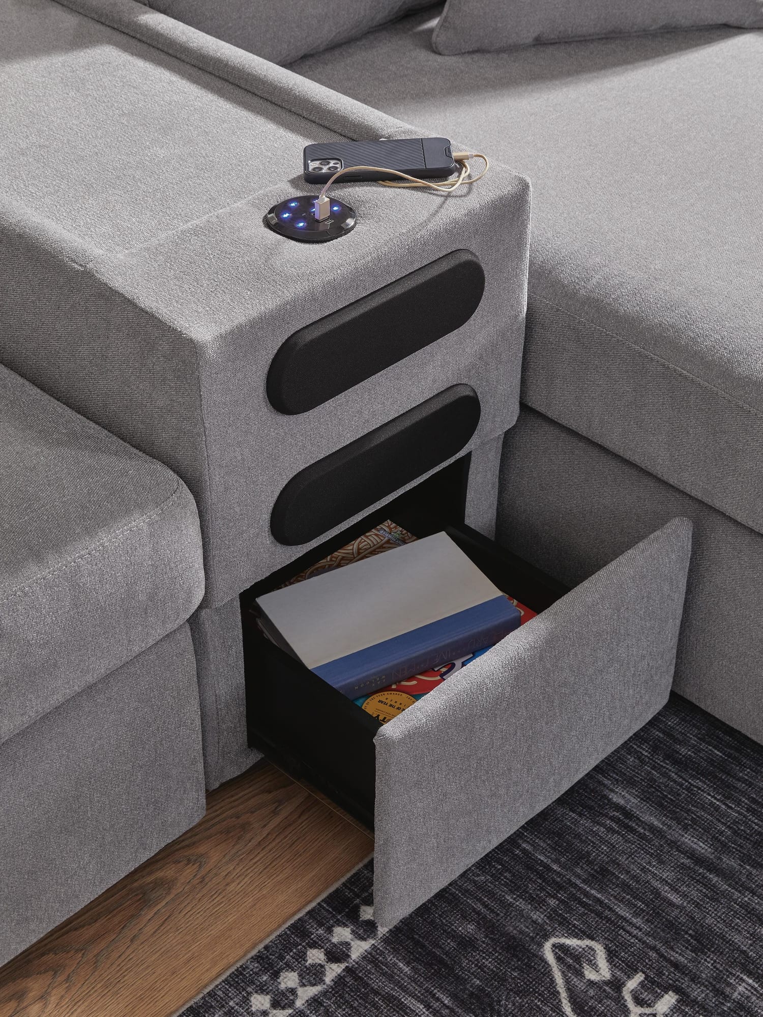 Modmax Granite Performance Fabric,Next-Gen Nuvella™ 6-Piece Sectional with Chaise detail view