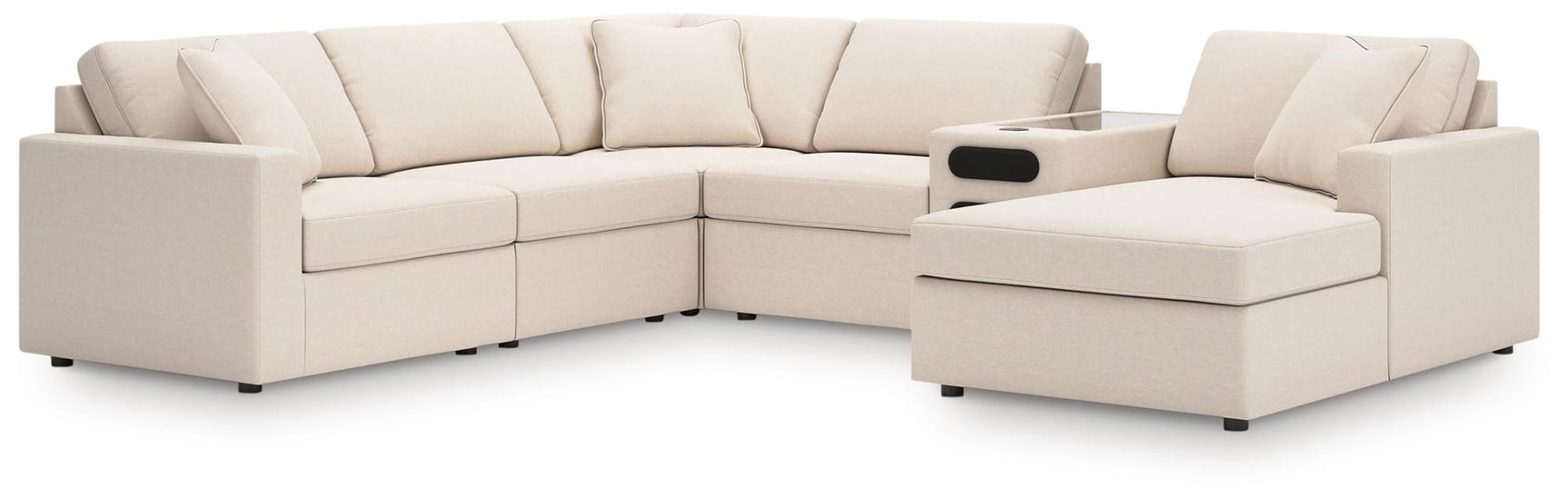 Modmax Oyster Performance Fabric,Next-Gen Nuvella™ 6-Piece Sectional with Audio System and Chaise view 2