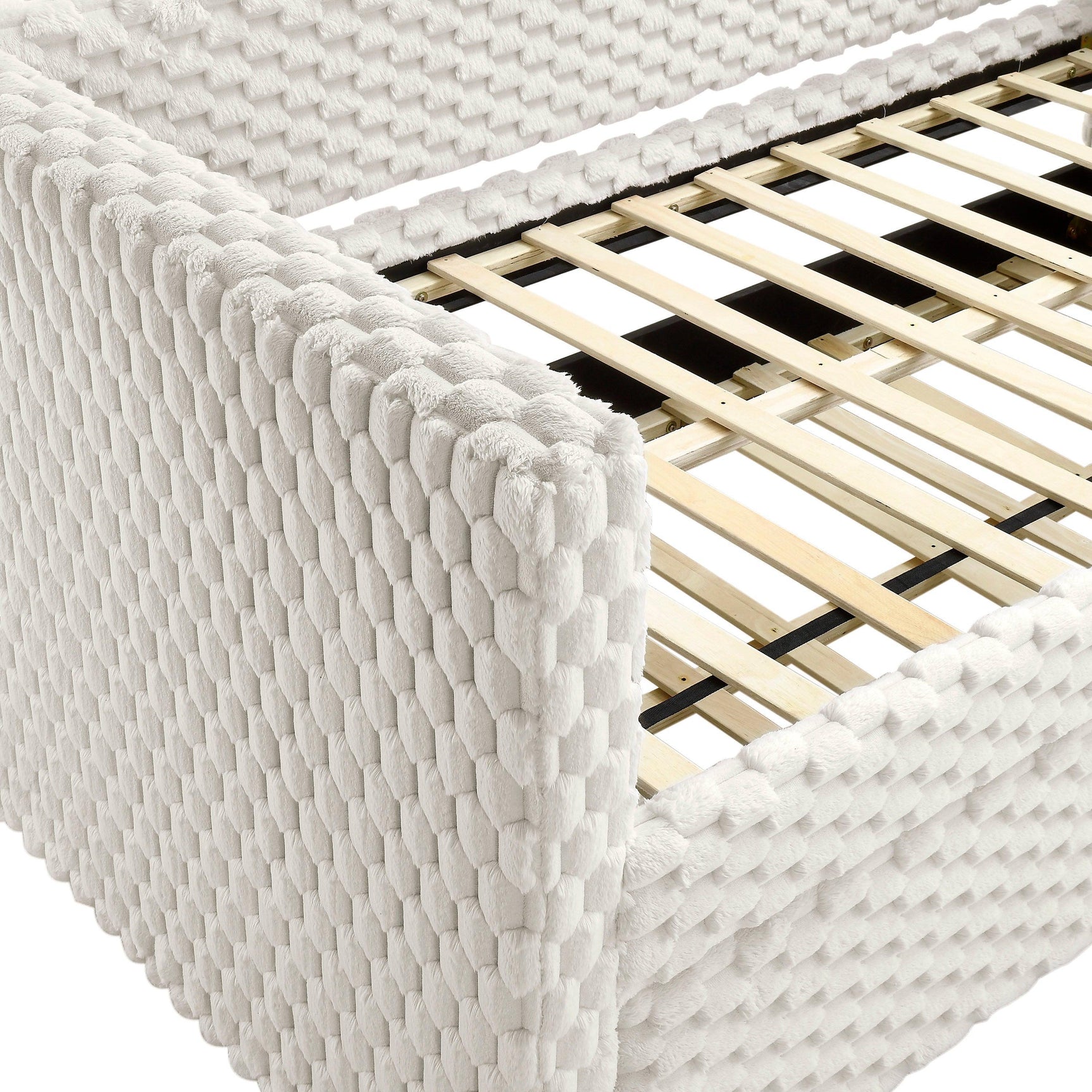 Molly White Dove Modern Solid Wood Velvet Upholstered Trundle Daybed - Ella Furniture