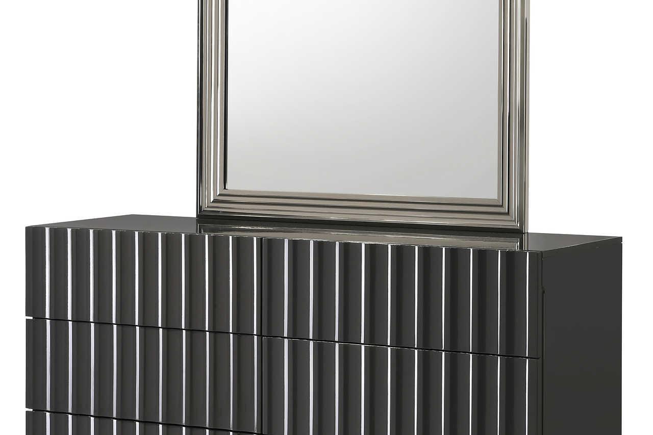 Mona Gray Upholstered LED Bedroom Set - Ella Furniture