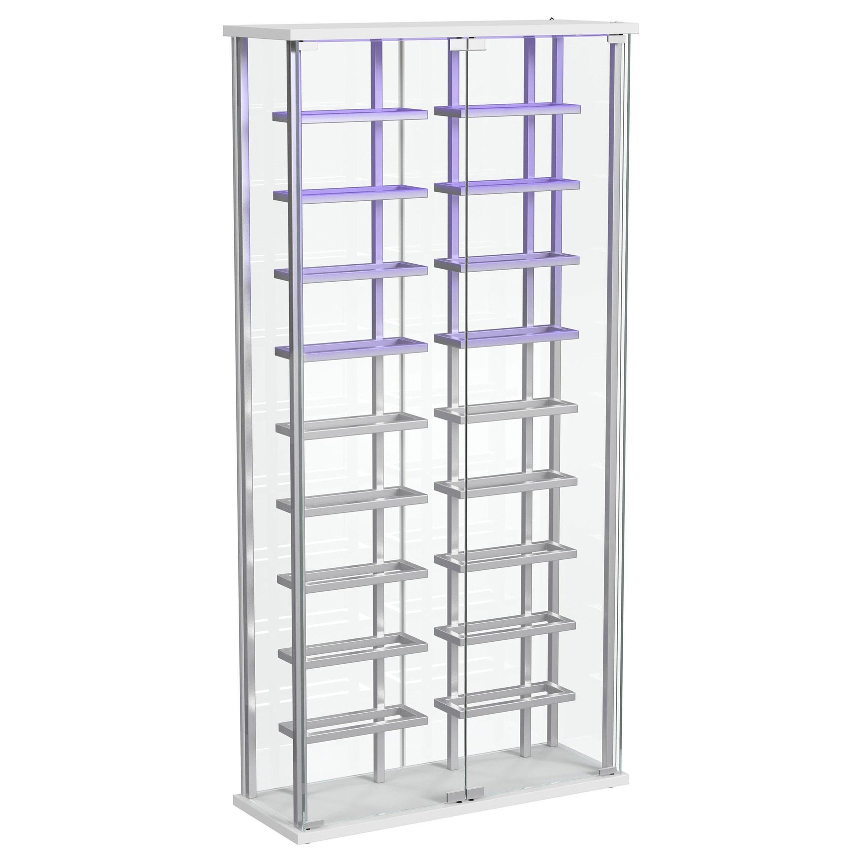 Montara Tempered Glass Wine Storage LED Curio Cabinet Chrome 182037 - Ella Furniture
