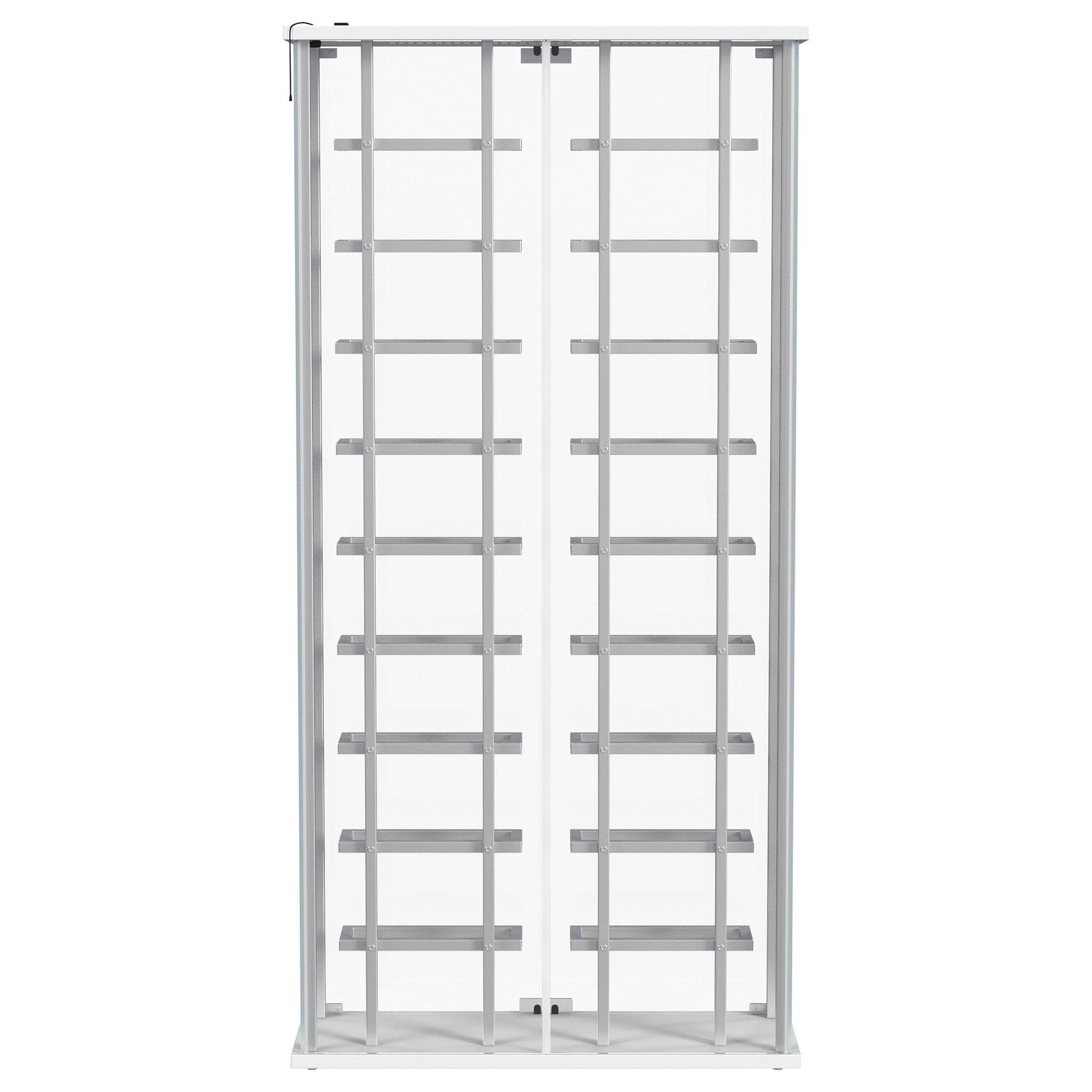 Montara Tempered Glass Wine Storage LED Curio Cabinet Chrome 182037 - Ella Furniture