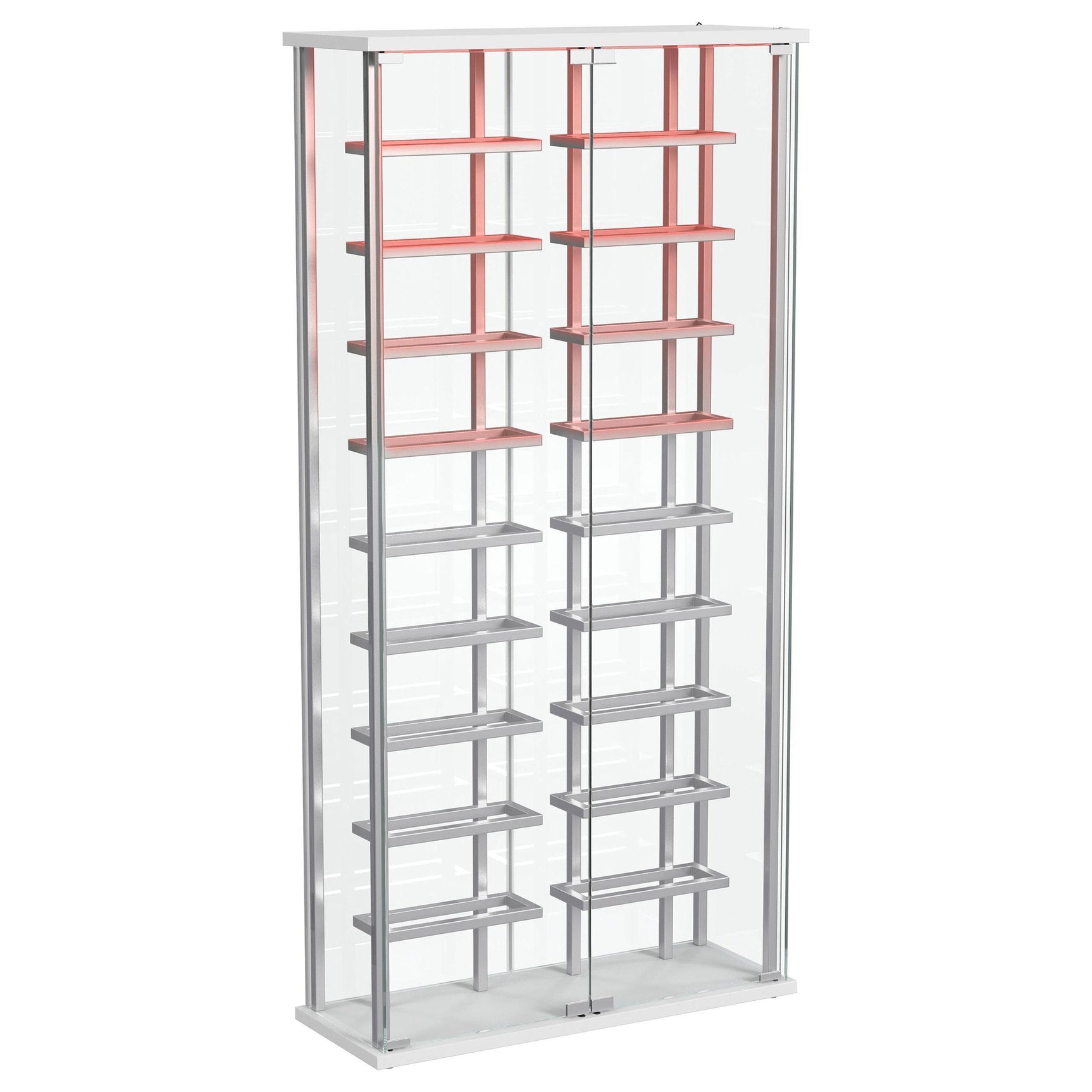 Montara Tempered Glass Wine Storage LED Curio Cabinet Chrome 182037 - Ella Furniture