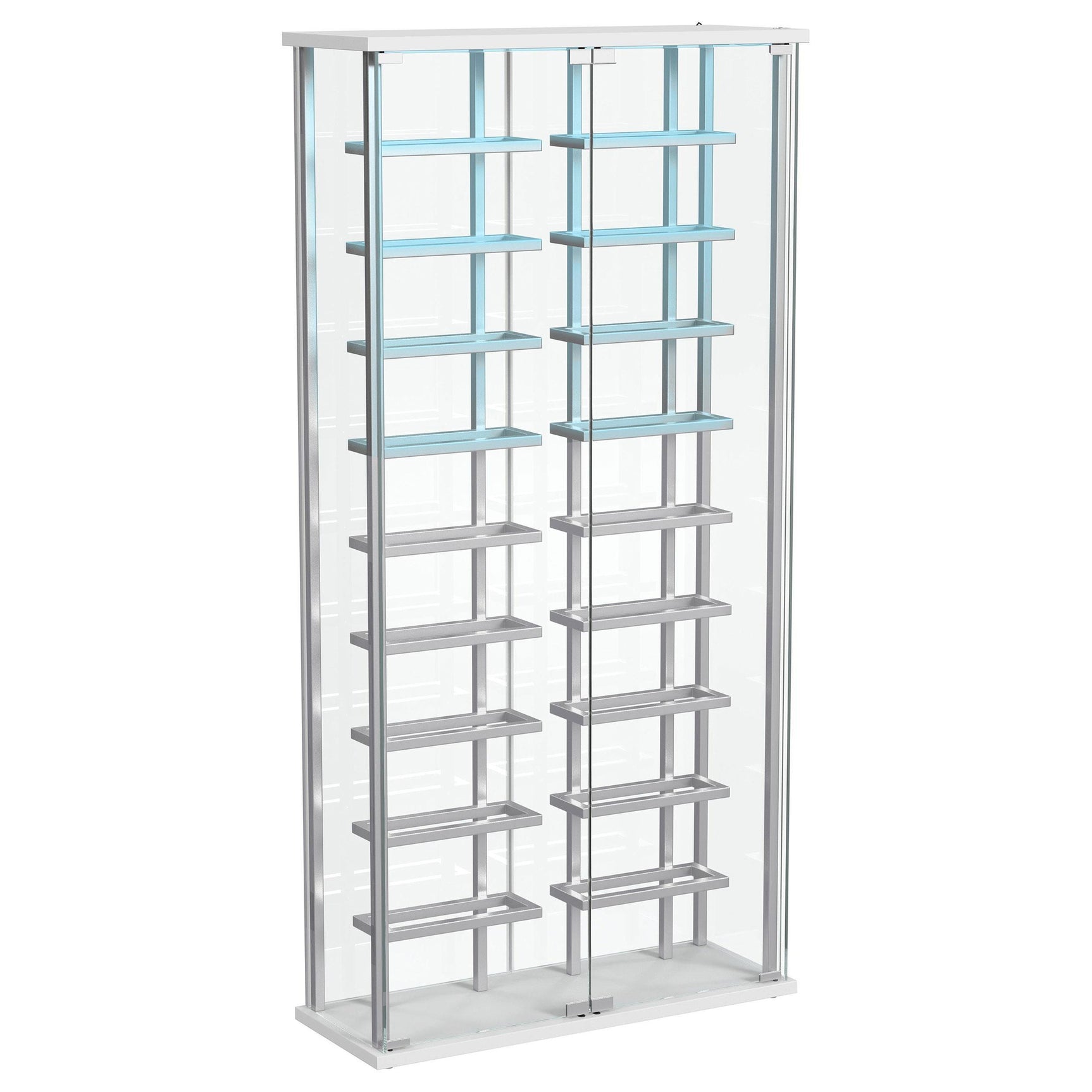 Montara Tempered Glass Wine Storage LED Curio Cabinet Chrome 182037 - Ella Furniture