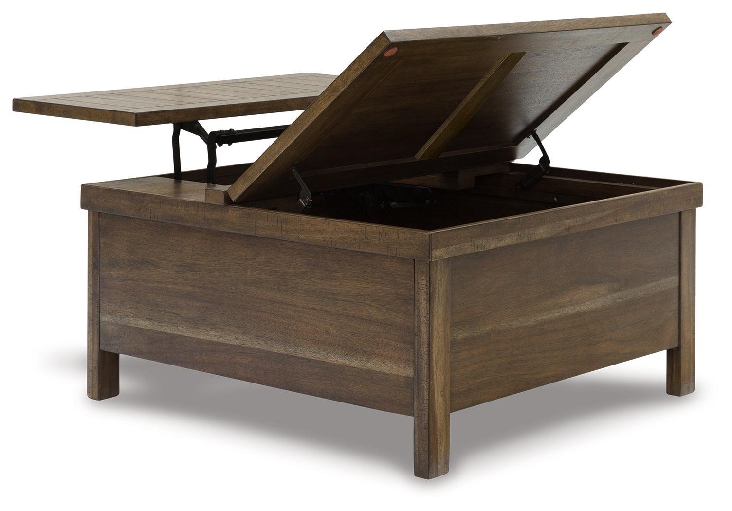 Moriville Grayish Brown Coffee Table With 2 End Tables - Ella Furniture
