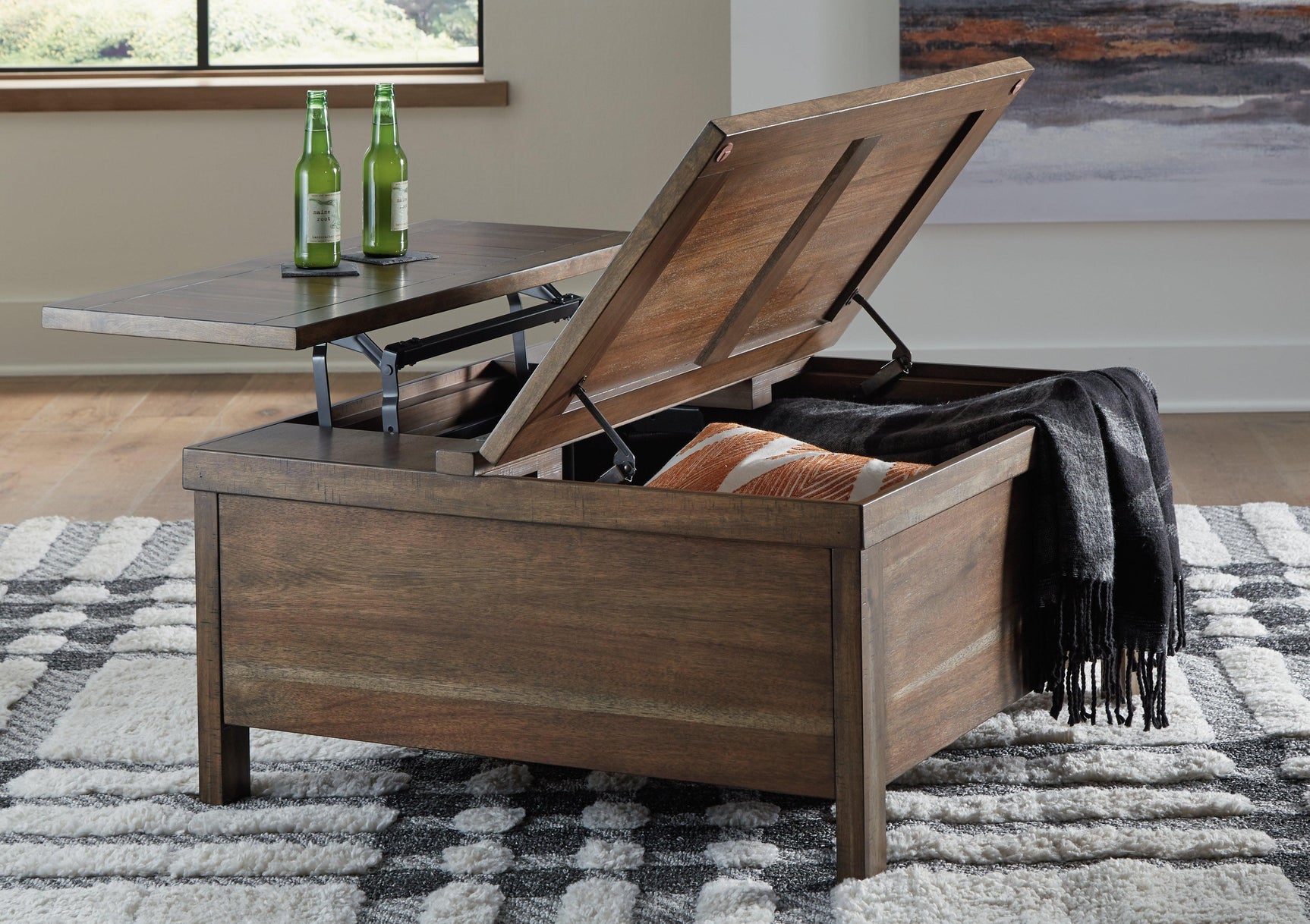 Moriville Grayish Brown Coffee Table With 2 End Tables - Ella Furniture