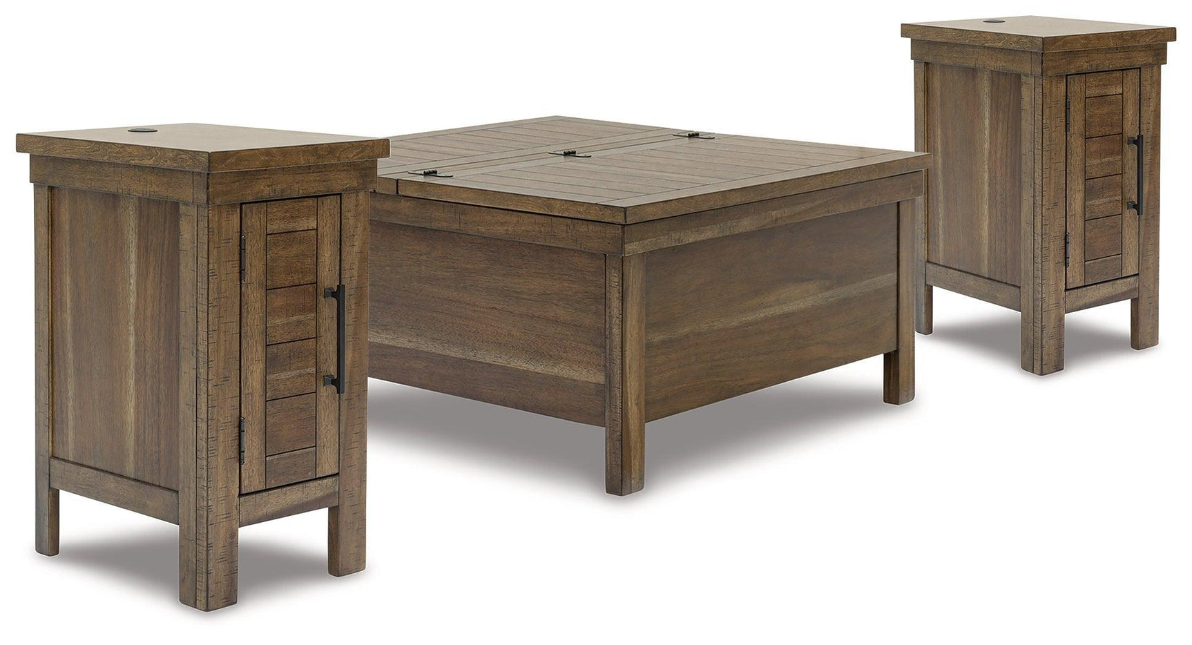 Moriville Grayish Brown Coffee Table With 2 End Tables - Ella Furniture