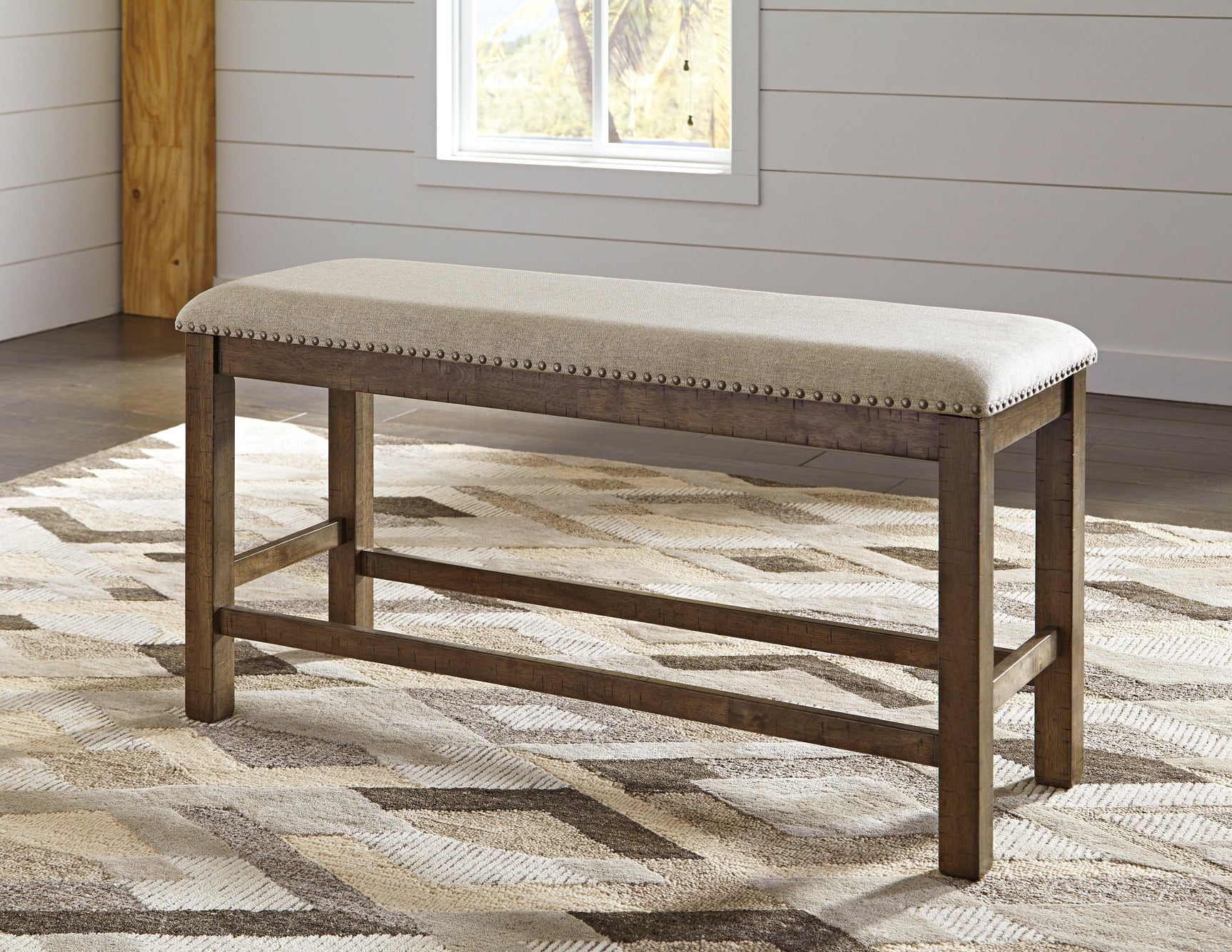 Moriville Grayish Brown Counter Height Dining Table And 4 Barstools And Bench - Ella Furniture