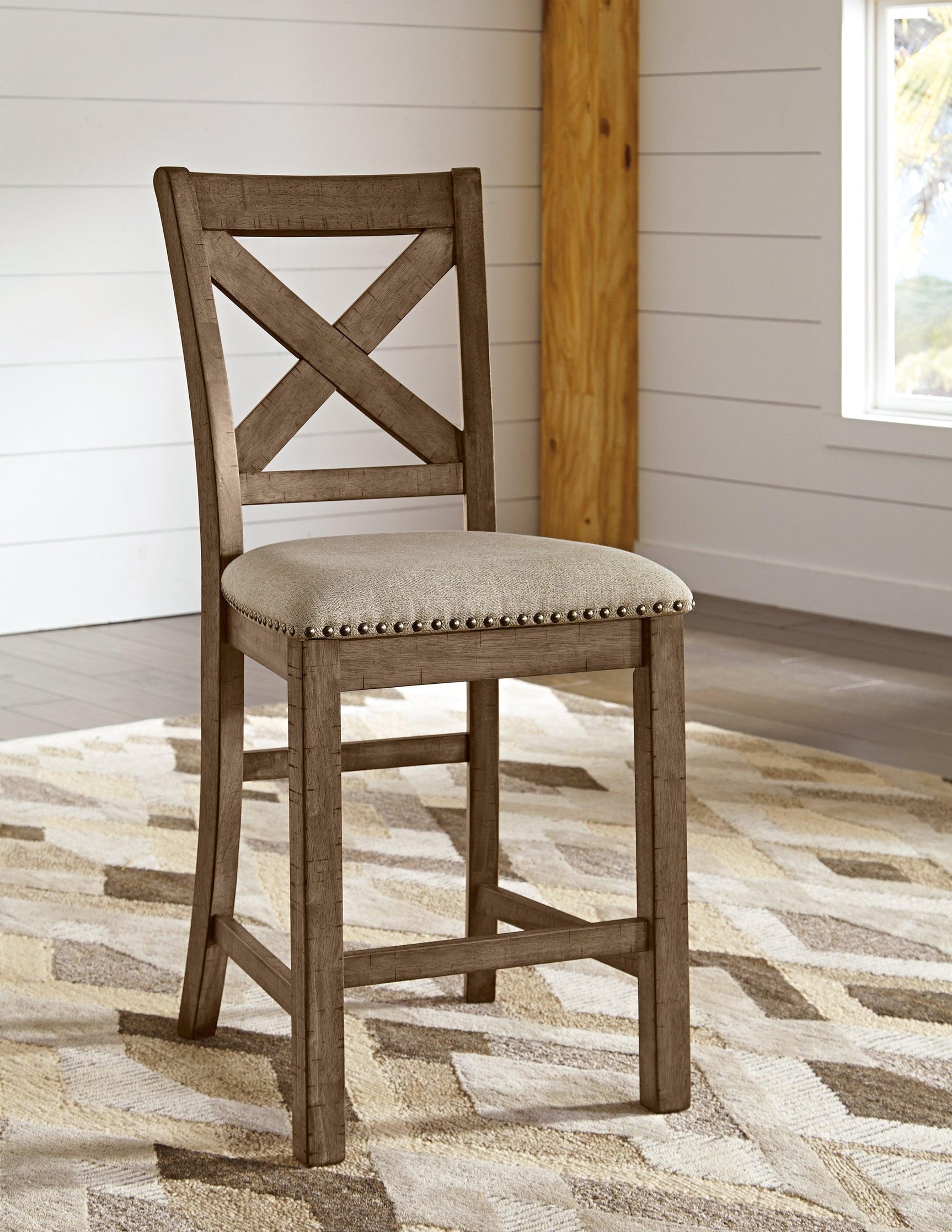 Moriville Grayish Brown Counter Height Dining Table And 4 Barstools - Ella Furniture