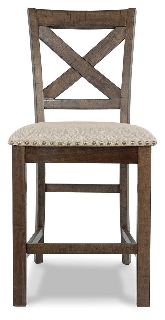 Moriville Grayish Brown Counter Height Dining Table And 6 Barstools - Ella Furniture