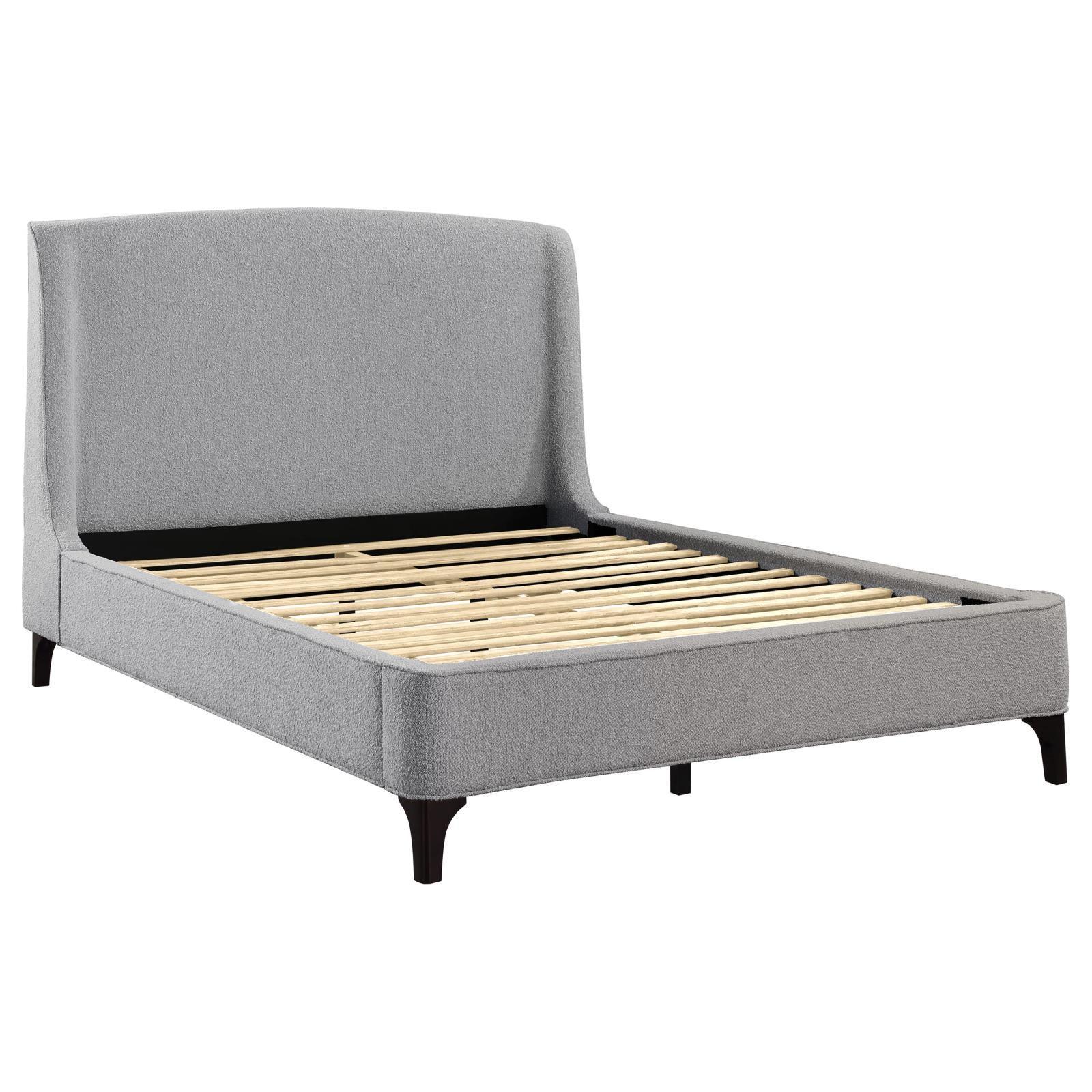Mosby Upholstered Curved Headboard Eastern King Platform Bed Light Grey 306021Ke - Ella Furniture