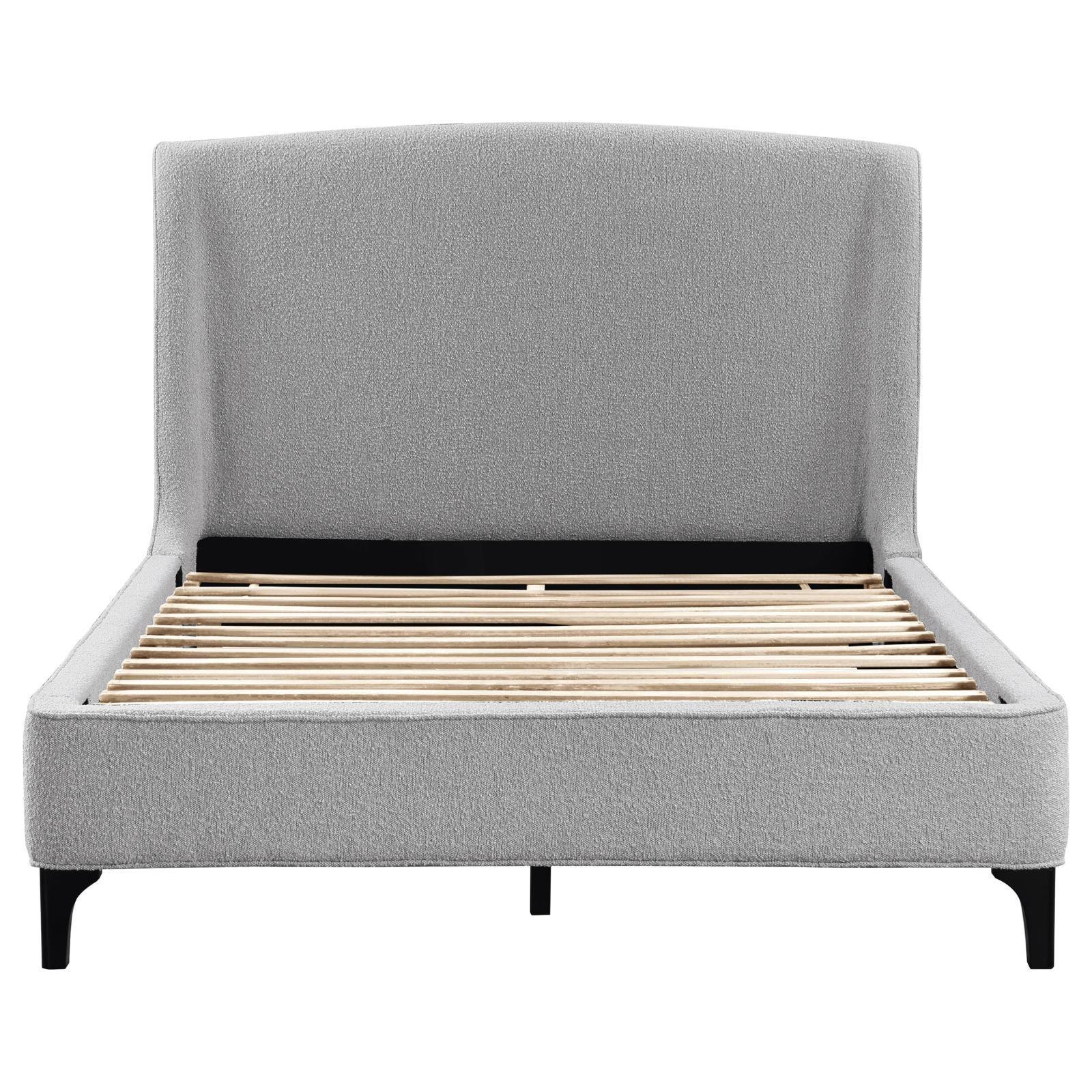 Mosby Upholstered Curved Headboard Eastern King Platform Bed Light Grey 306021Ke - Ella Furniture