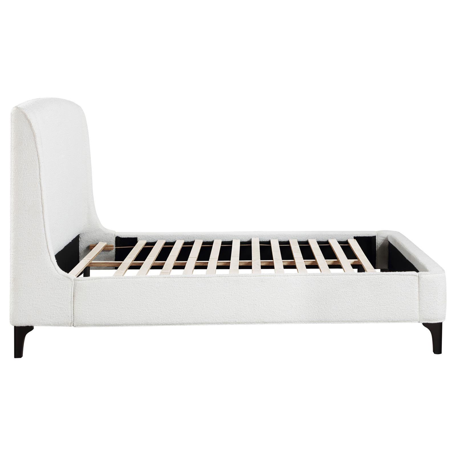 Mosby Upholstered Curved Headboard Eastern King Platform Bed White 306020Ke - Ella Furniture