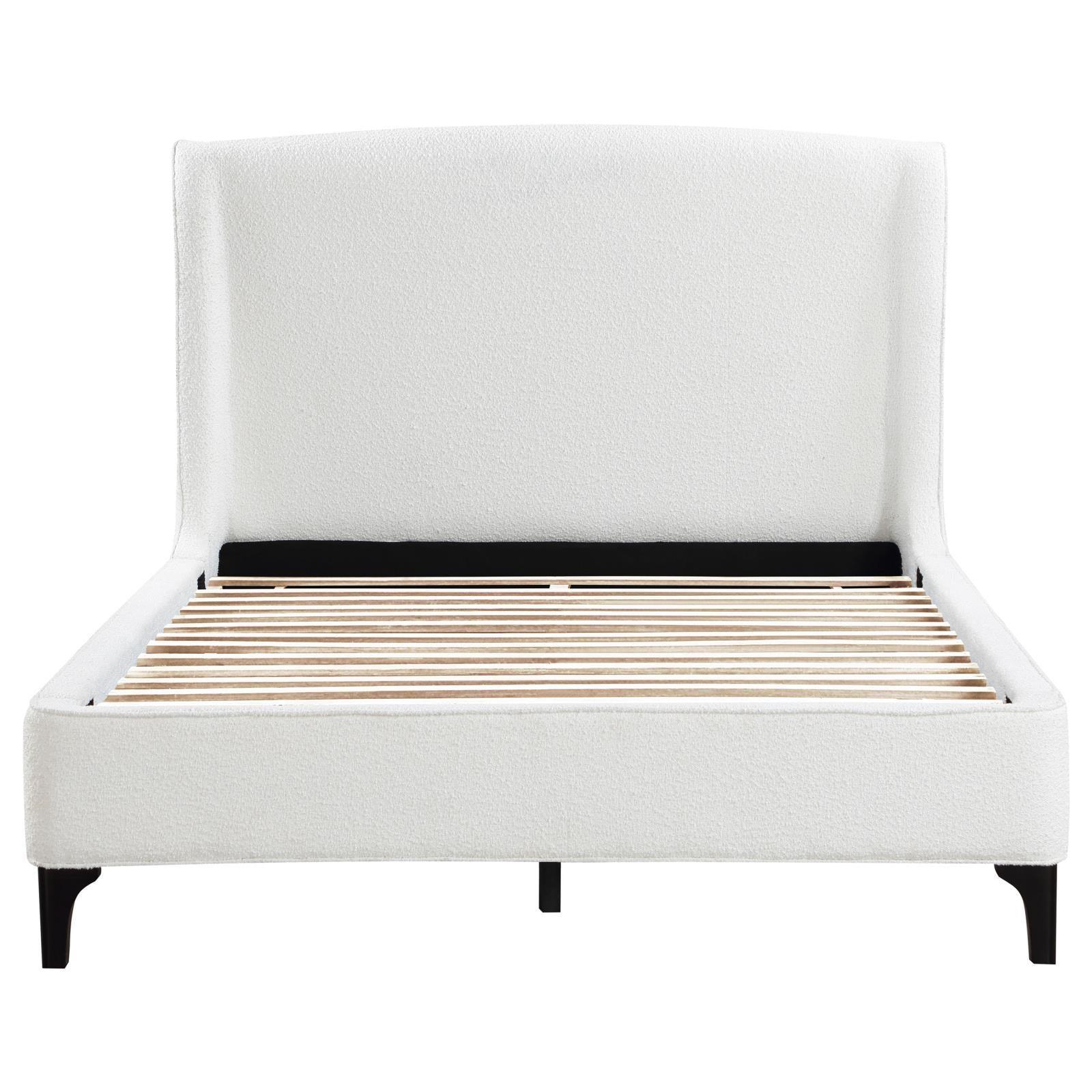 Mosby Upholstered Curved Headboard Queen Platform Bed White 306020Q - Ella Furniture