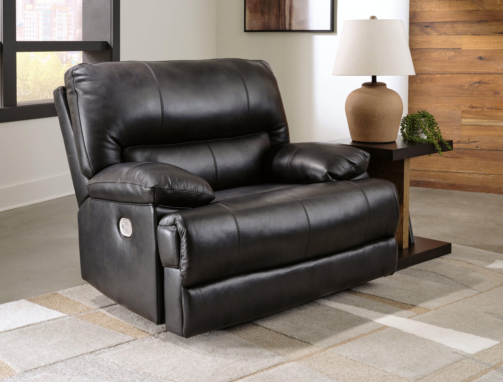 Mountainous Eclipse Leather Power Recliner - Ella Furniture