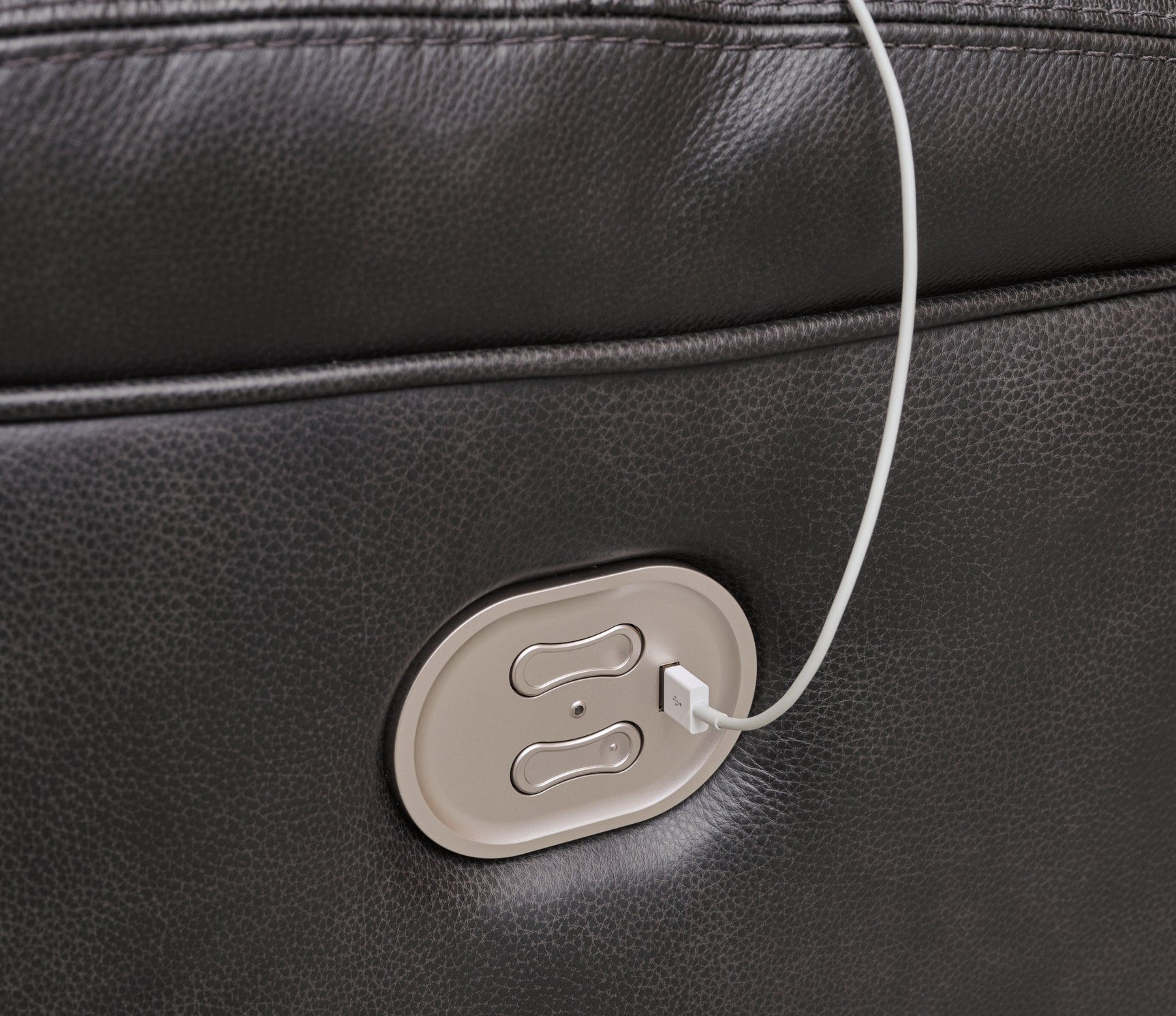 Mountainous Eclipse Leather Power Recliner - Ella Furniture