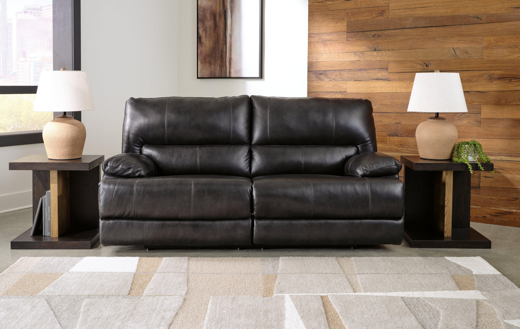 Mountainous Eclipse Leather Power Reclining Sofa - Ella Furniture