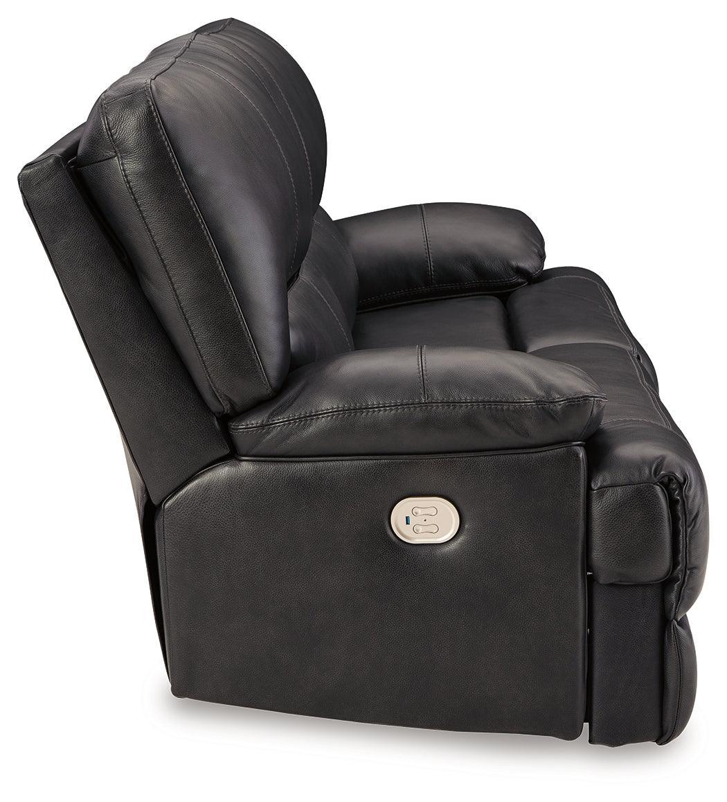 Mountainous Eclipse Leather Power Reclining Sofa - Ella Furniture