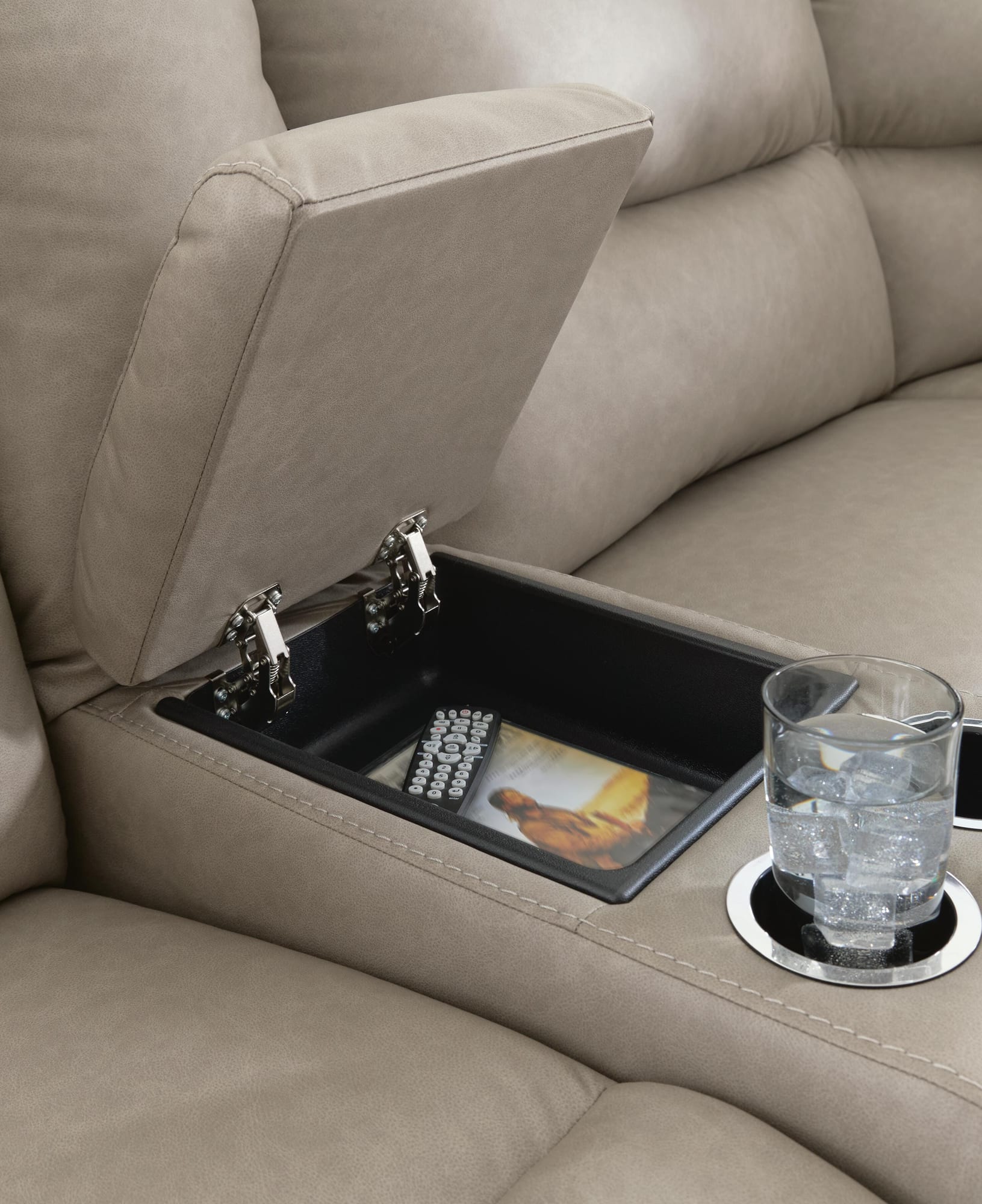 Narwhal Place Pebble Faux Leather 5-Piece Power Reclining Sectional detail view