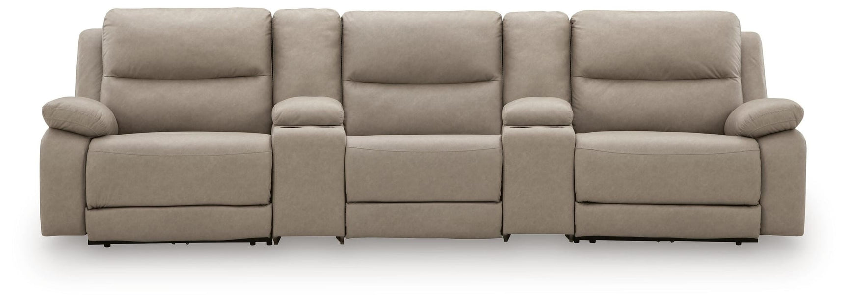 Narwhal Place Pebble Faux Leather 5-Piece Reclining Sectional with Storage Consoles view 3