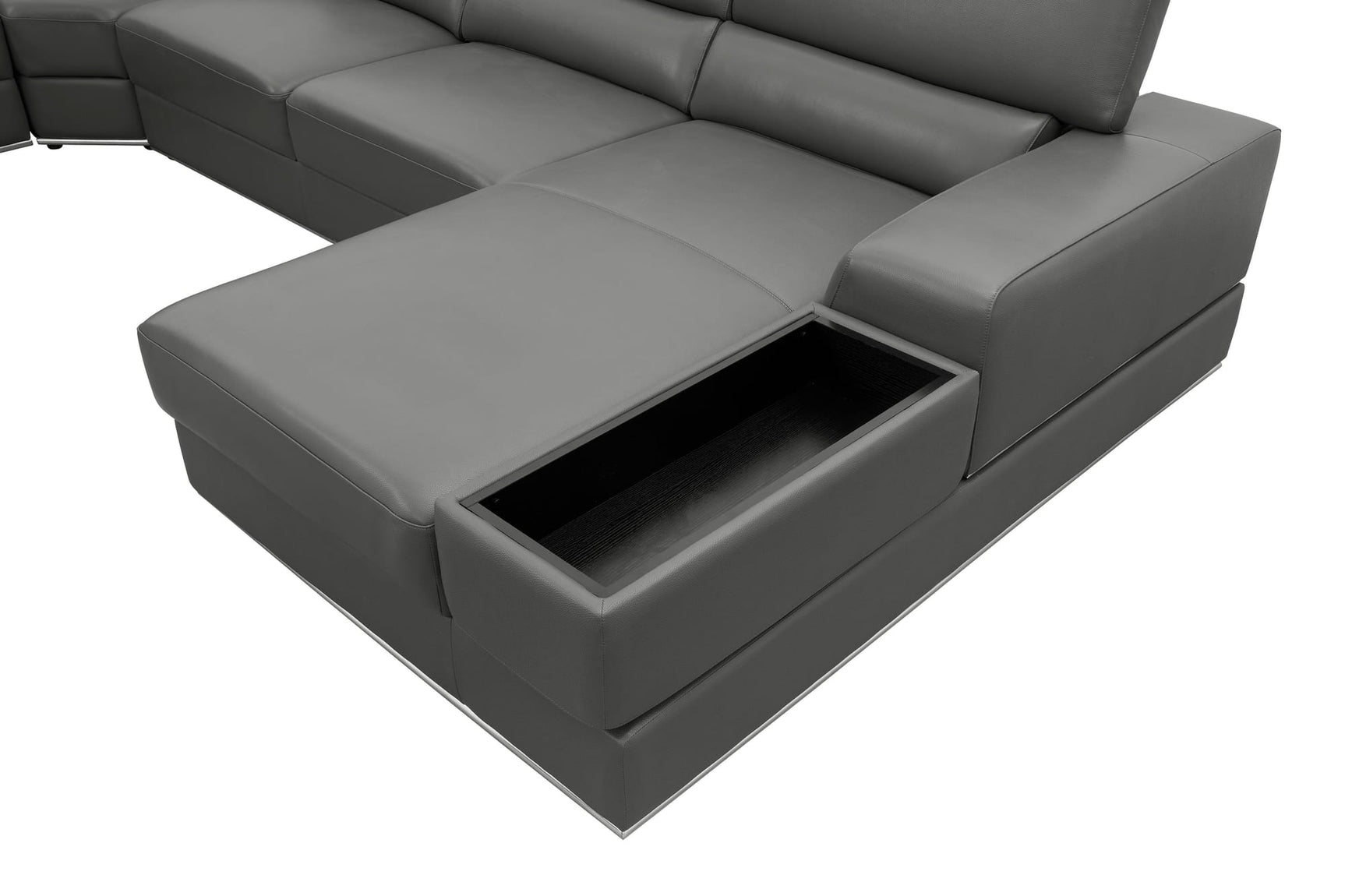 Nella Dark Grey U-Shaped Italian Leather Match Sectional Sofa 4-Piece Set view 10