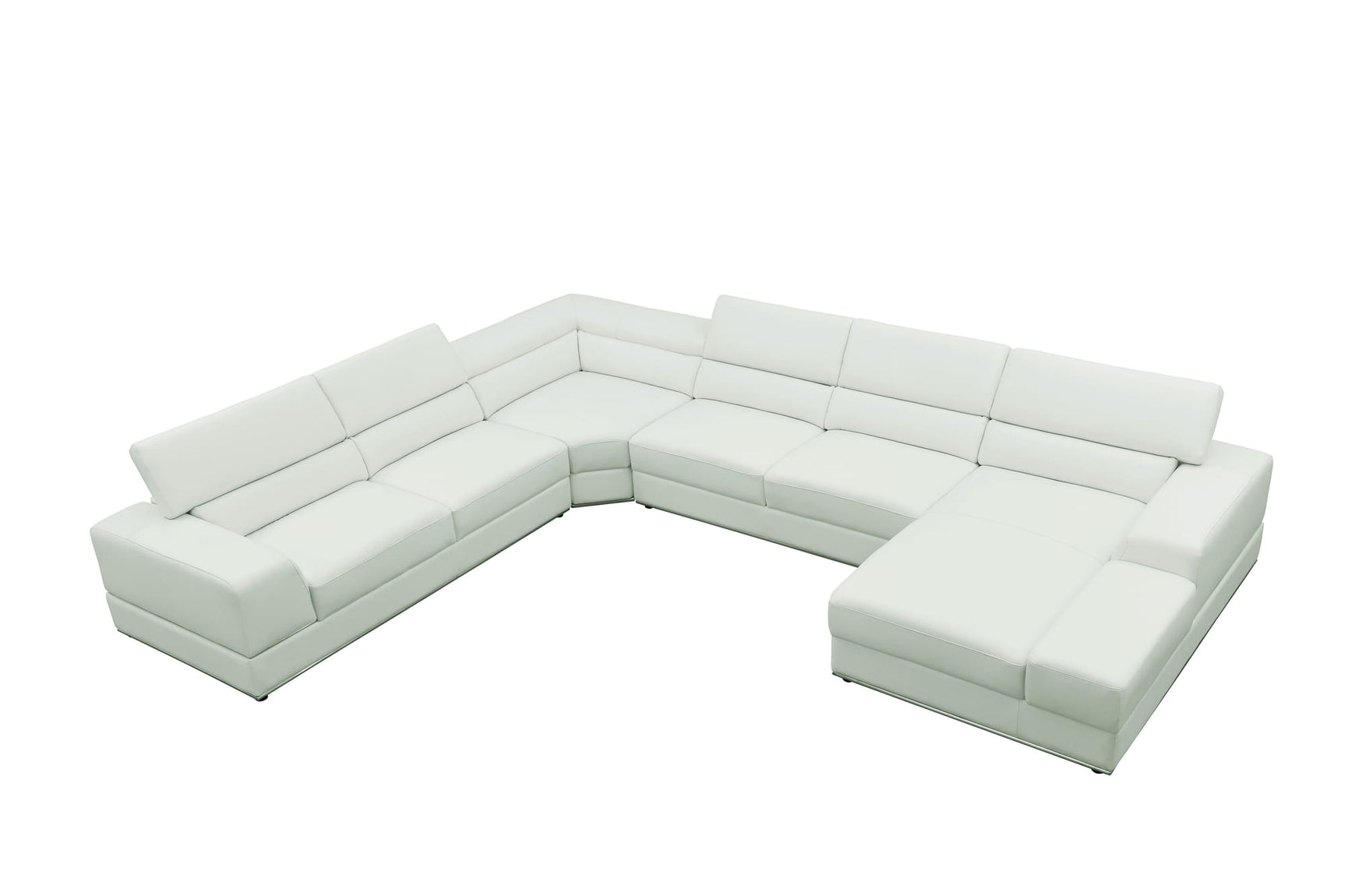 Nella White U-Shaped Italian Leather Match Sectional Sofa 4-Piece Set view 3