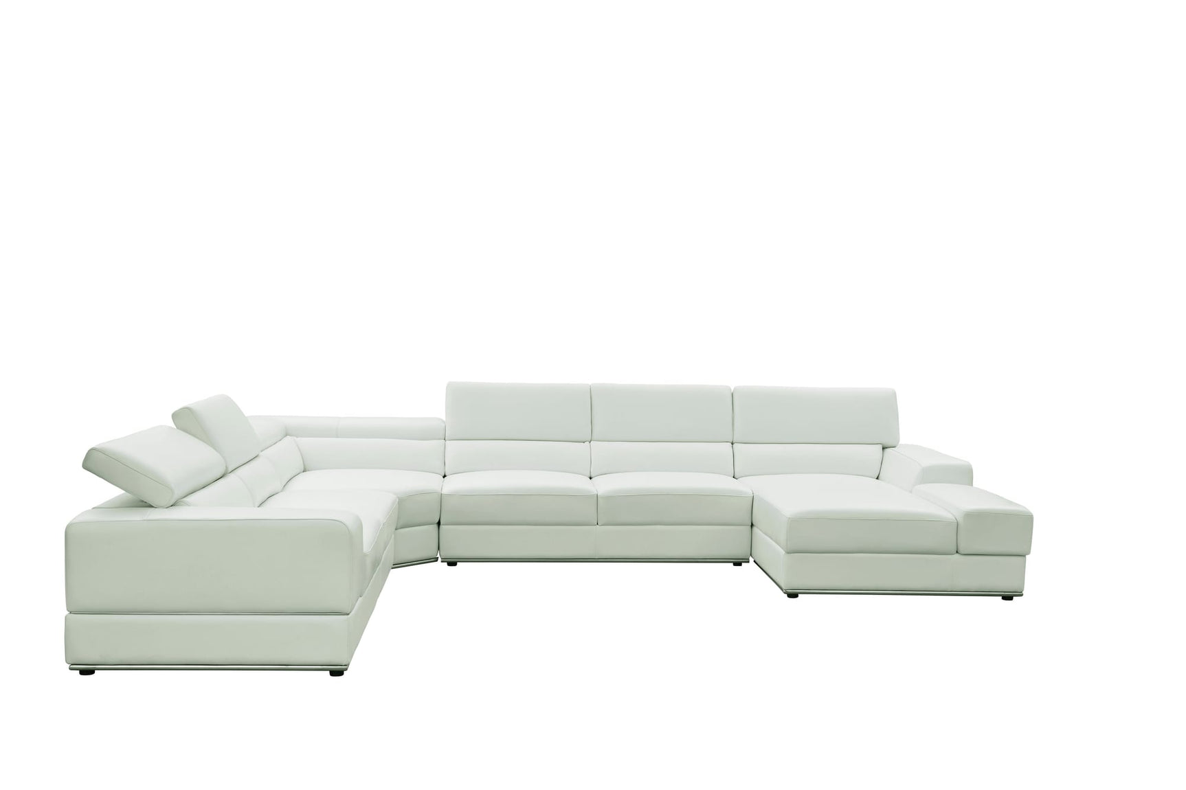 Nella White U-Shaped Italian Leather Match Sectional Sofa 4-Piece Set view 4