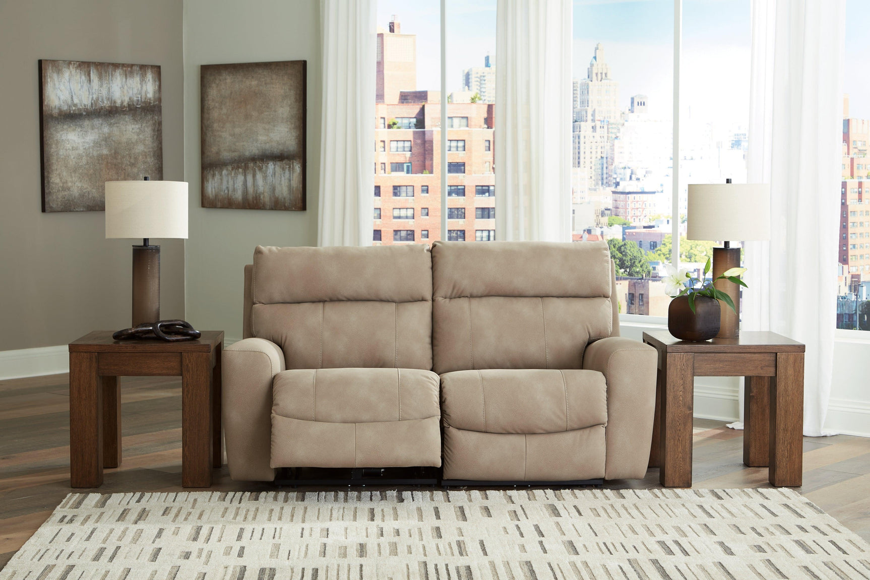 Next-Gen DuraPella Sand 2-Piece Power Reclining Sectional Loveseat - Ella Furniture