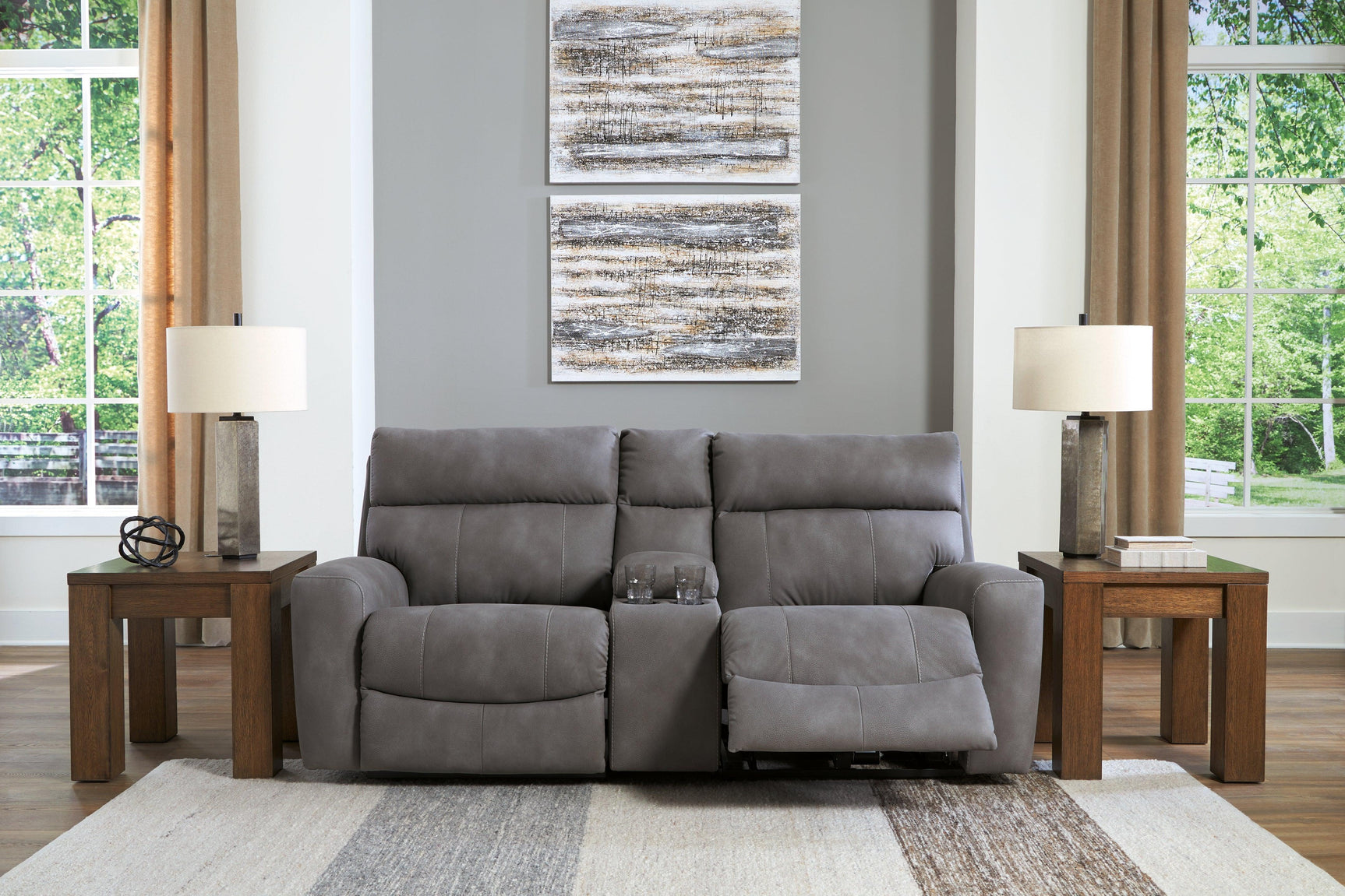 Next-Gen DuraPella Slate 3-Piece Power Reclining Sectional Loveseat with Console - Ella Furniture