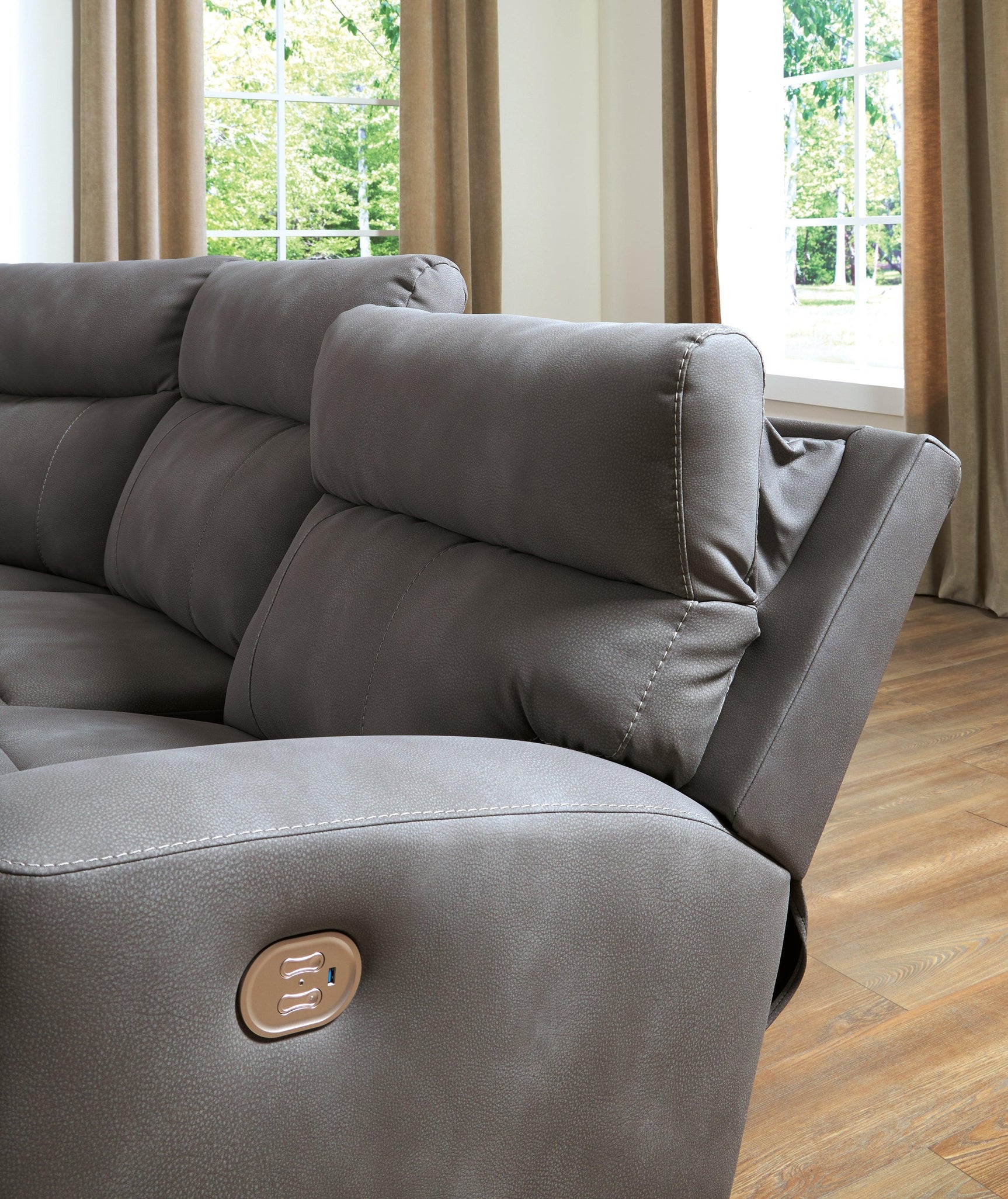 Next-Gen DuraPella Slate 3-Piece Power Reclining Sectional Loveseat with Console - Ella Furniture