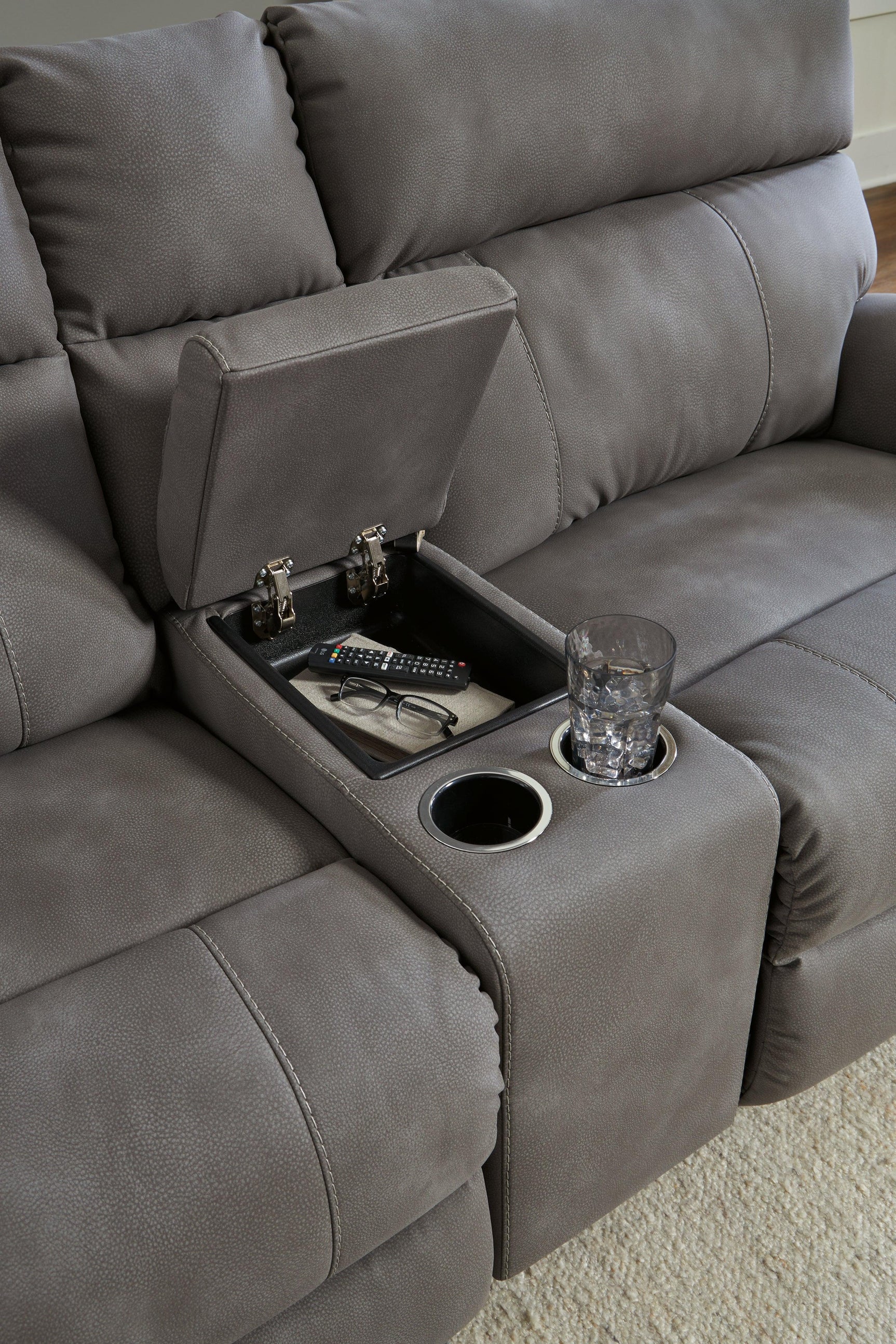 Next-Gen DuraPella Slate 3-Piece Power Reclining Sectional Loveseat with Console - Ella Furniture