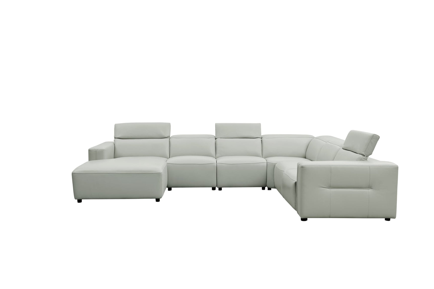 Noel Grey 6-Piece Italian Leather Power Reclining Sectional with Left-Facing Chaise and Right Arm Recliner view 6