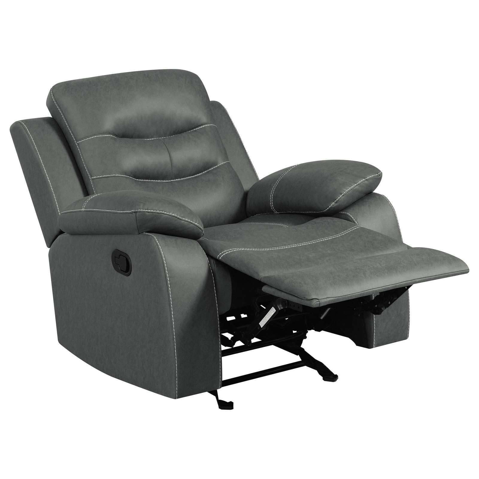 Nova Upholstered Glider Recliner Chair Dark Grey 602533 - Ella Furniture