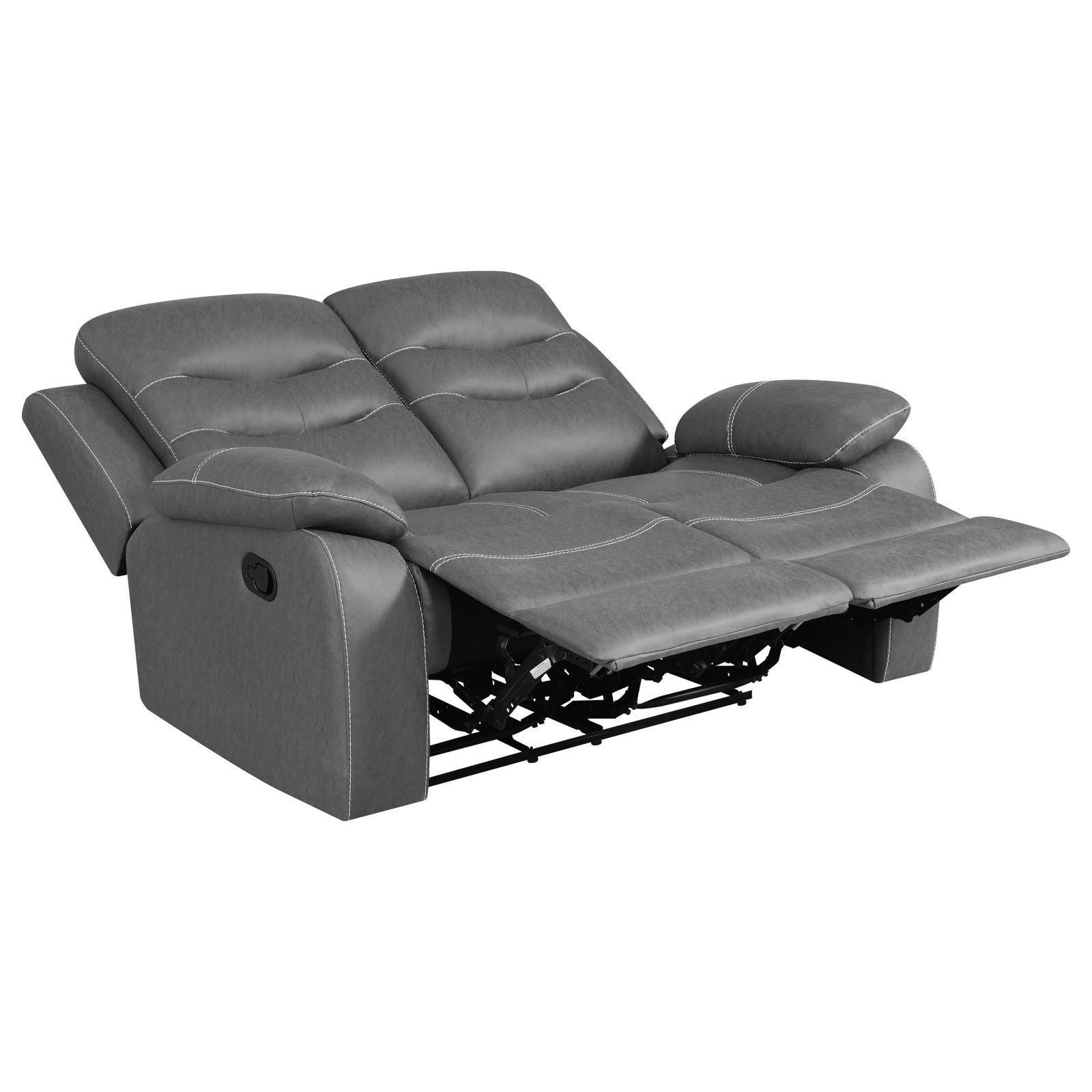 Nova Upholstered Motion Reclining Loveseat Dark Grey 602532 - Ella Furniture