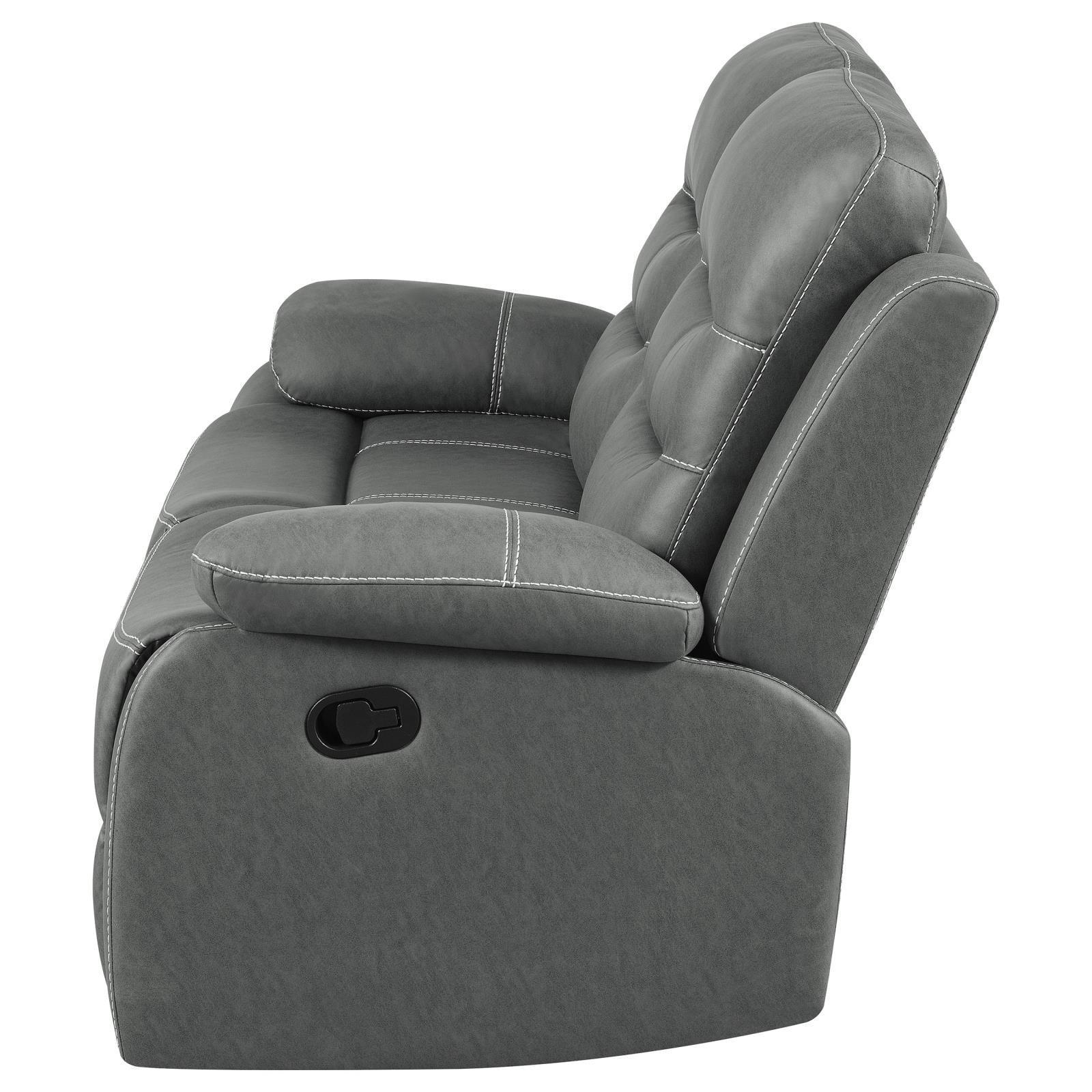 Nova Upholstered Motion Reclining Loveseat Dark Grey 602532 - Ella Furniture
