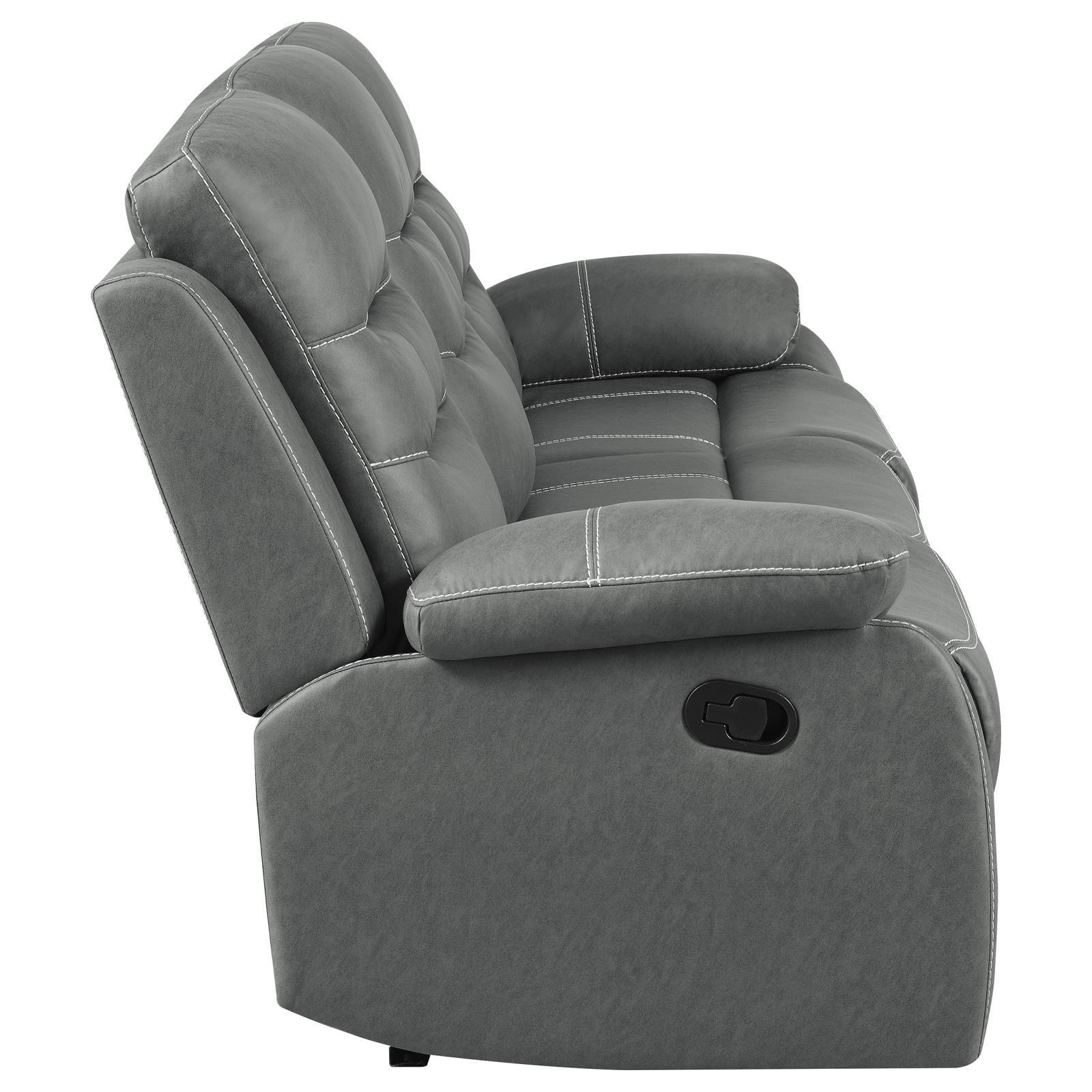 Nova Upholstered Motion Reclining Sofa Dark Grey 602531 - Ella Furniture